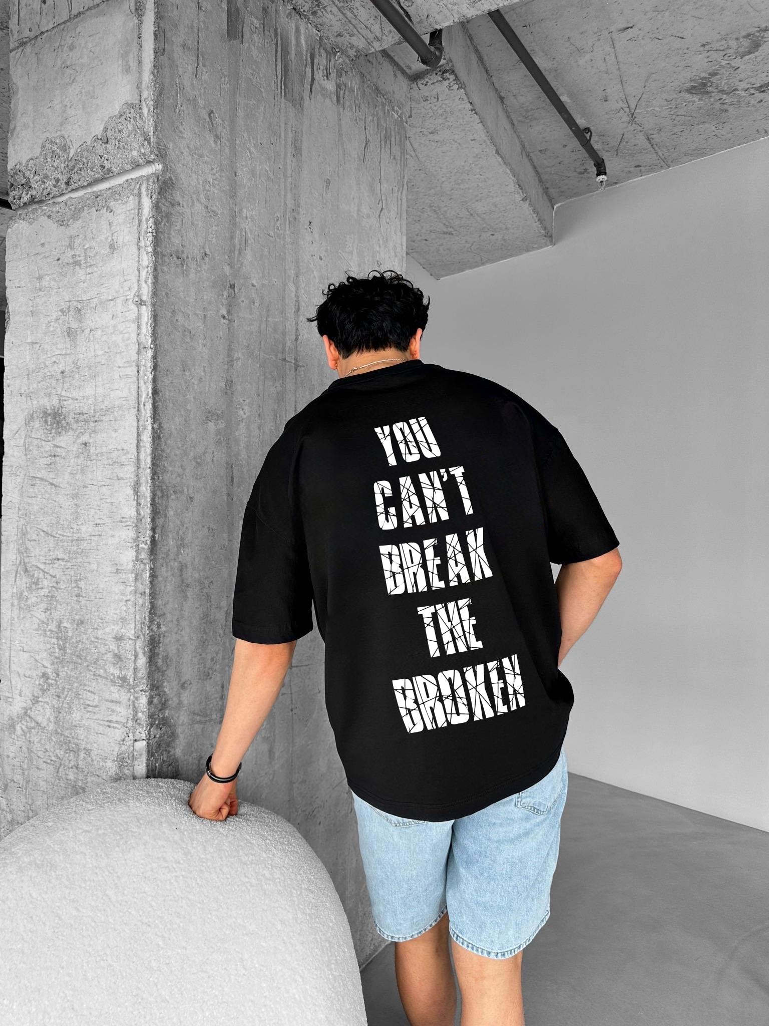 Black "Broken" Printed Over size T-Shirt