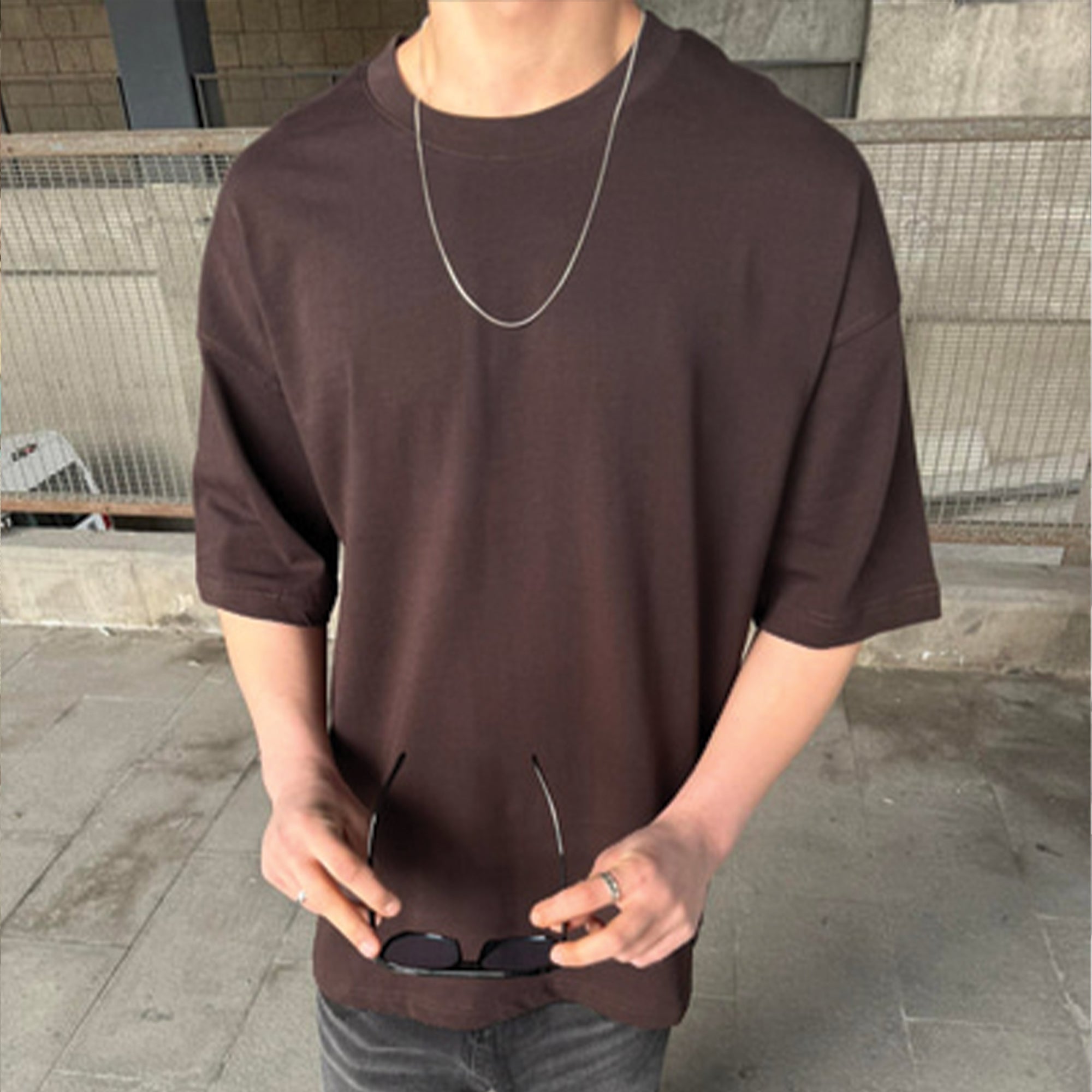 Brown "Broken" Printed Over size T-Shirt