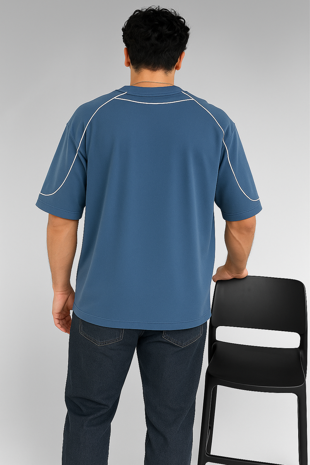 Petrol Shadow Line Oversize T-Shirt
