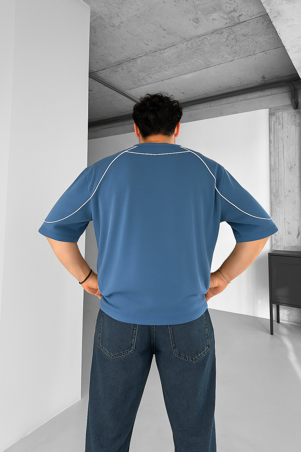 Petrol Shadow Line Oversize T-Shirt
