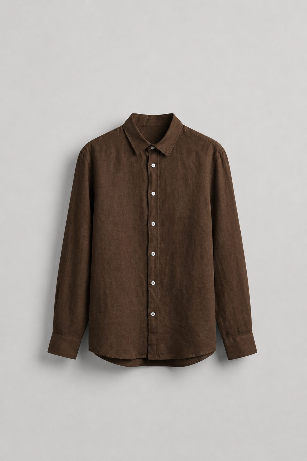 Long-Sleeve  Linen Shirt Brown