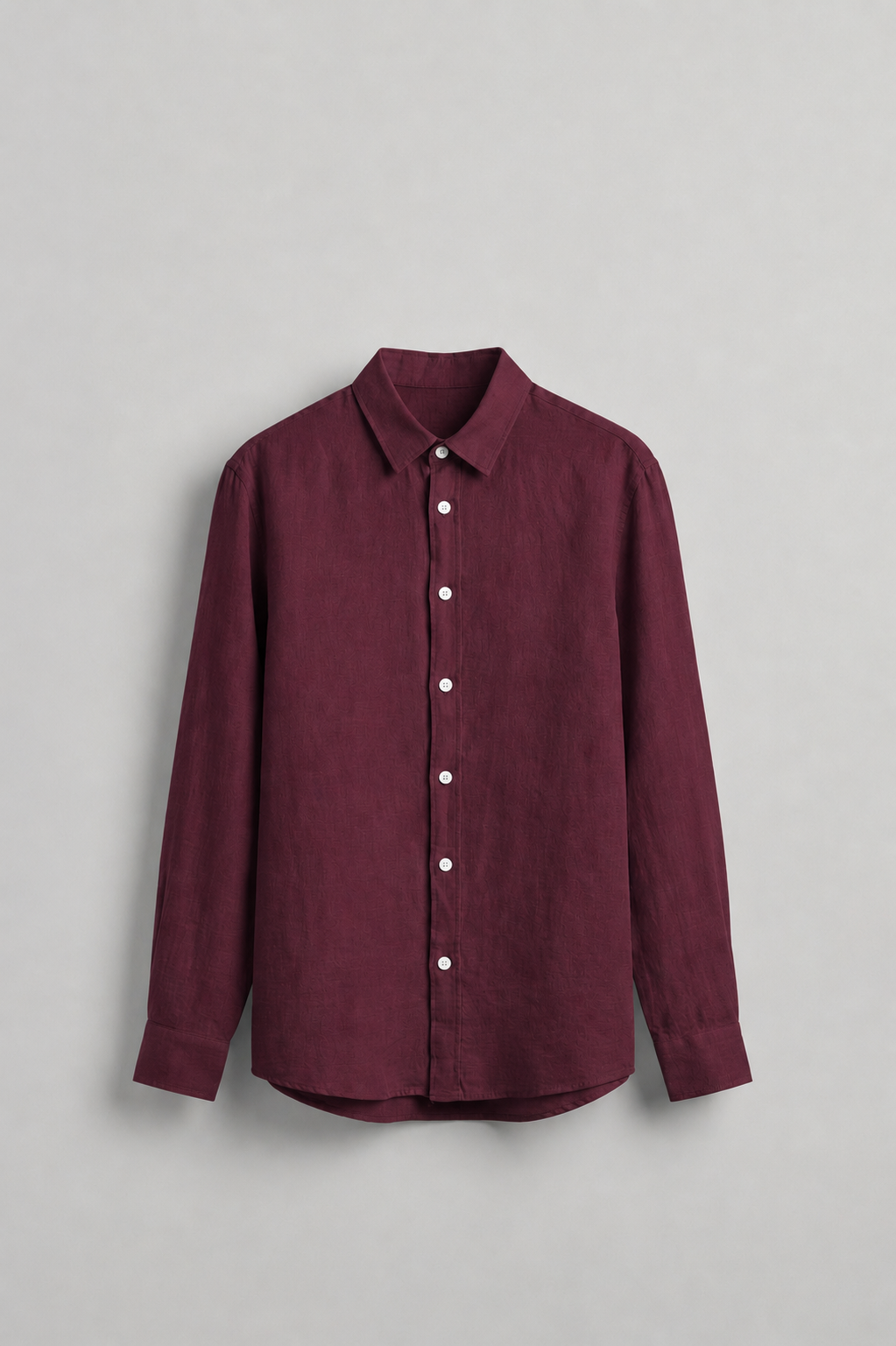 Long-Sleeve Linen Shirt Burgundy