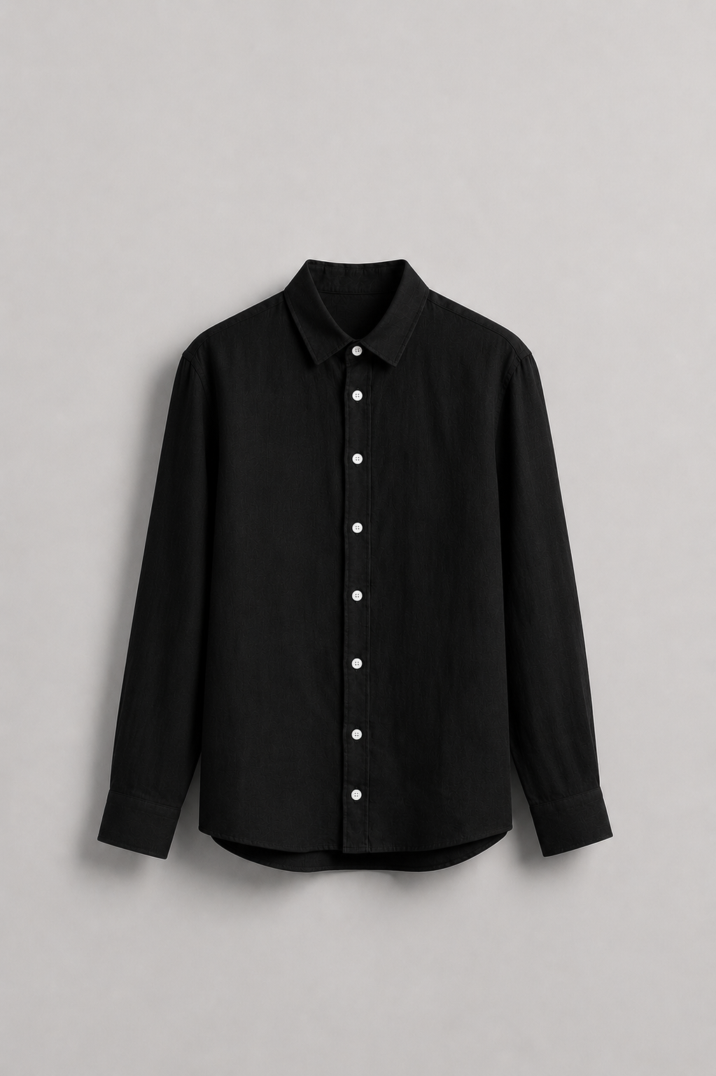 Long-Sleeve  Linen Shirt Black
