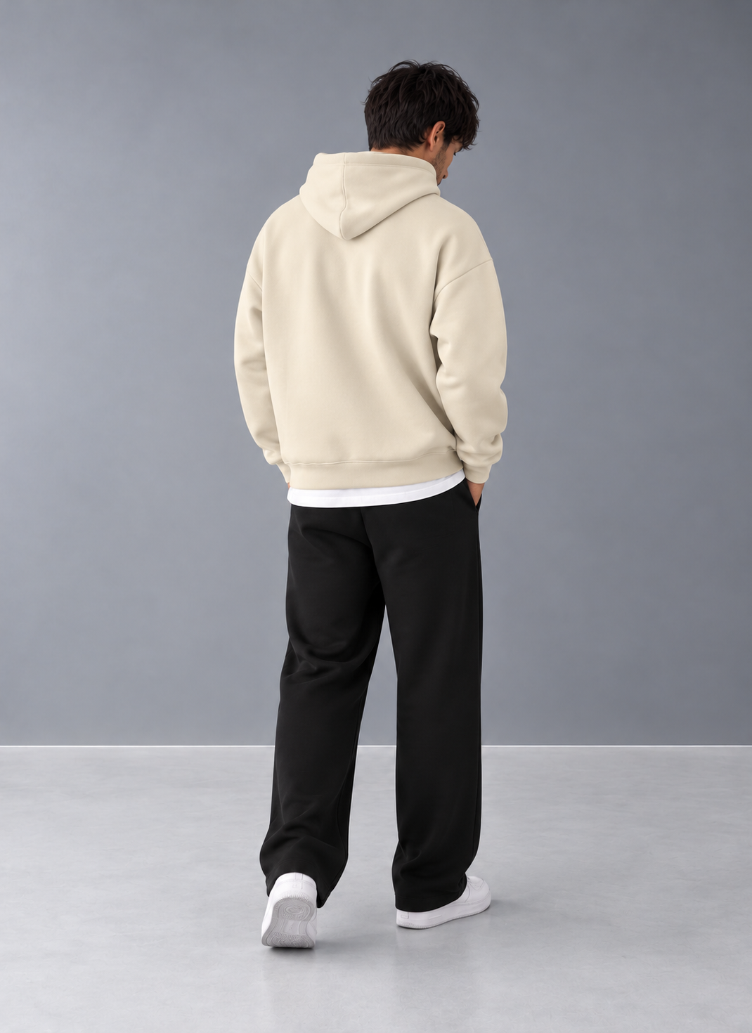Beige Basic Oversized Hoodie