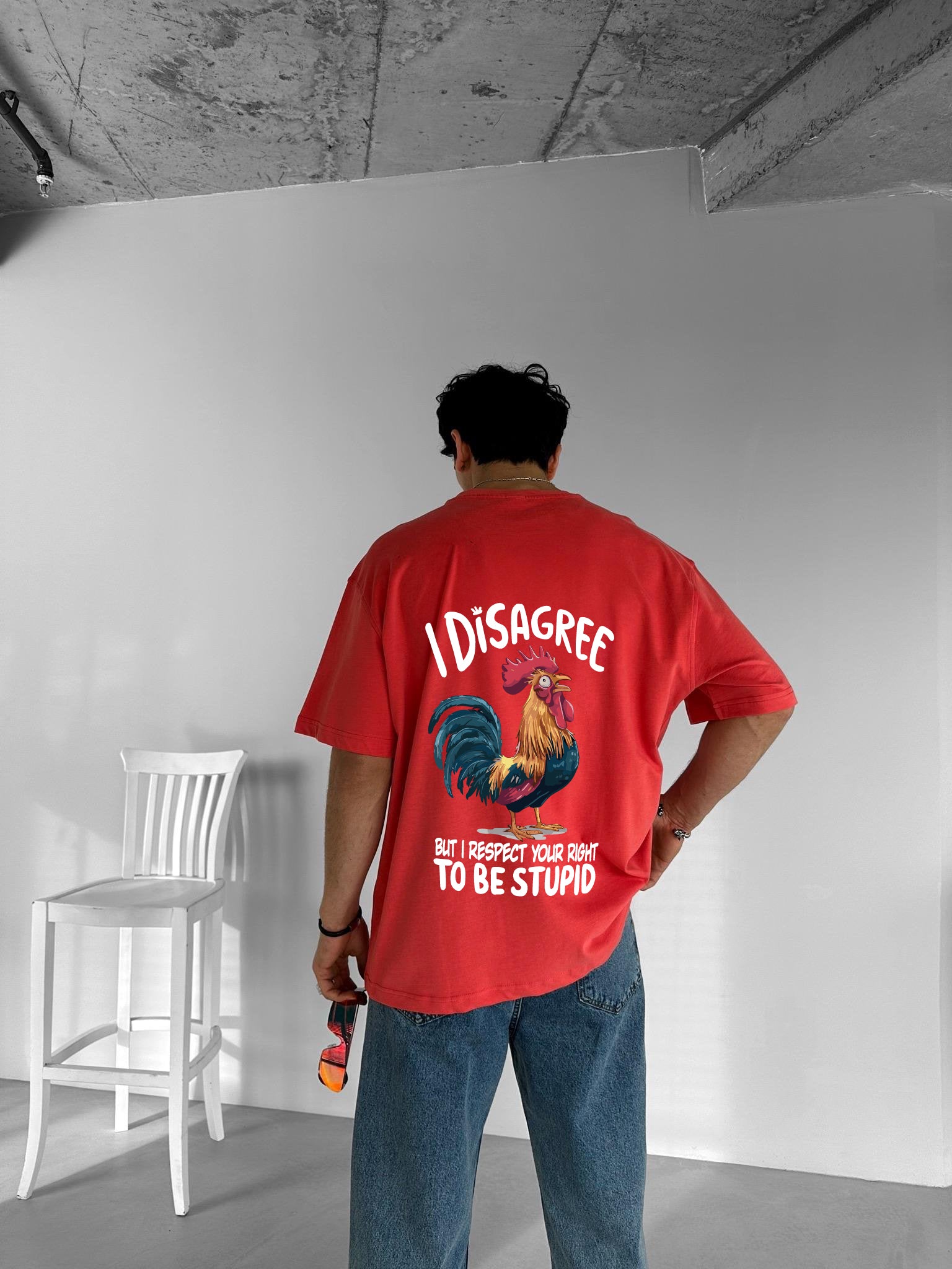 Red "Disagree" Printed Over size T-Shirt