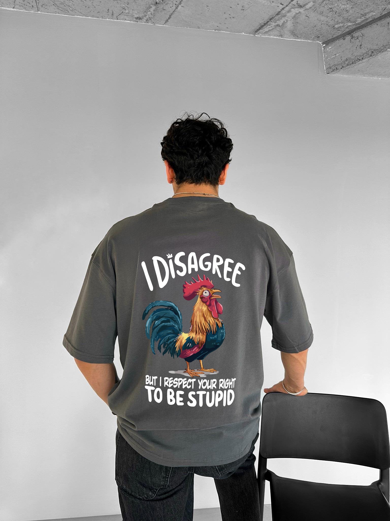 Smoke "Disagree" Printed Over size T-Shirt