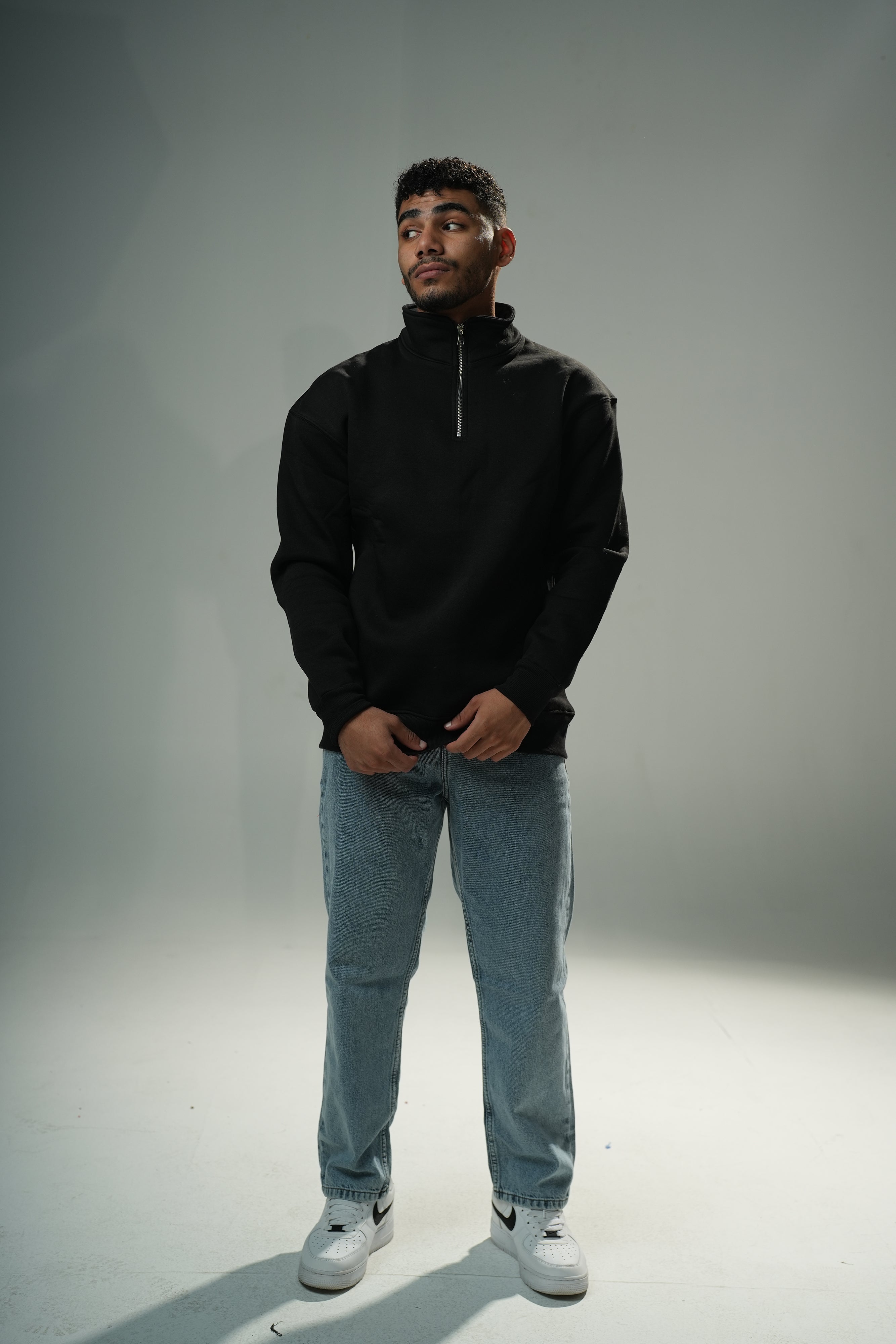 Black Quarter-zip sweater