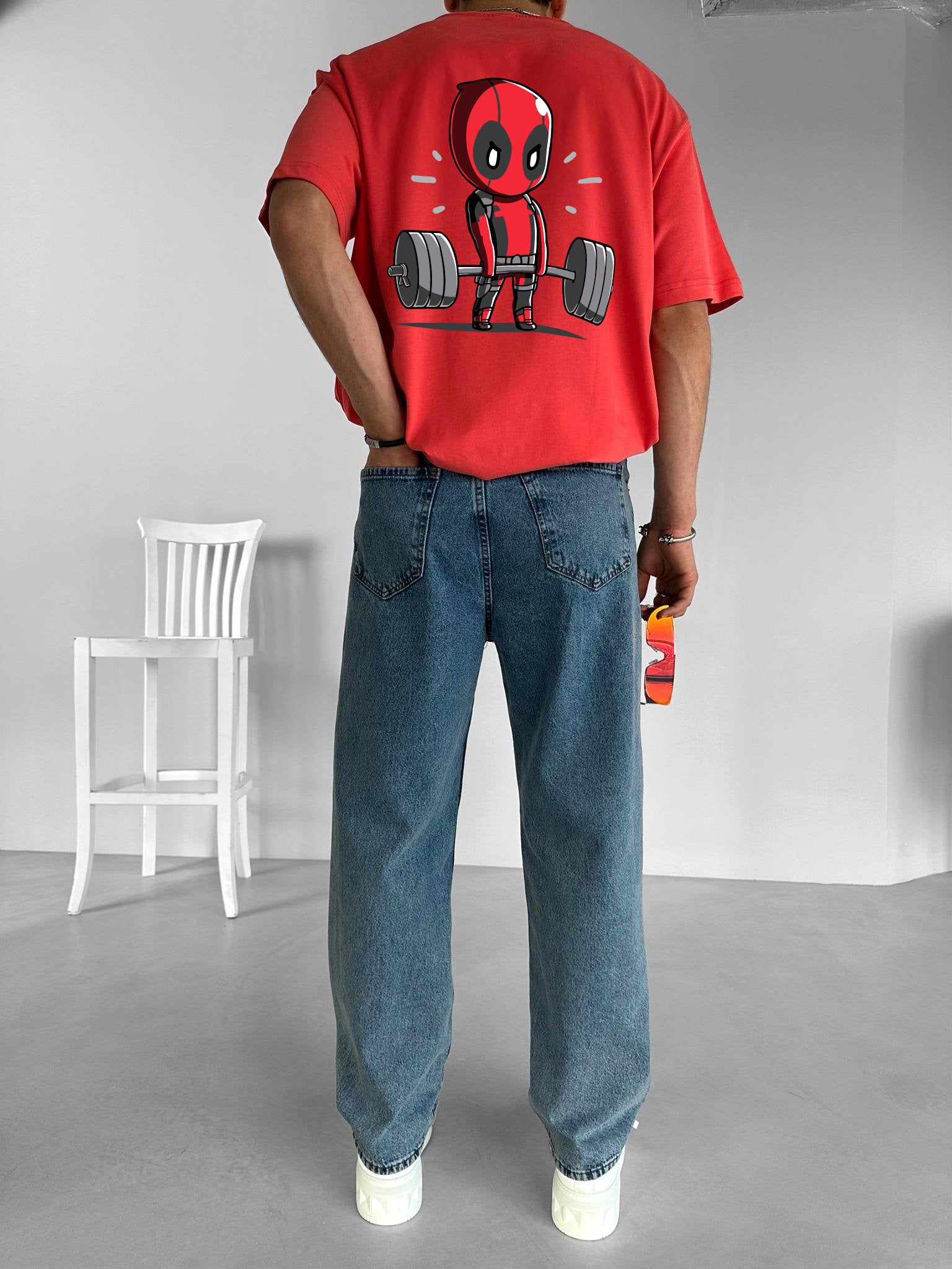 Red "Deadpool" Printed Over size T-Shirt