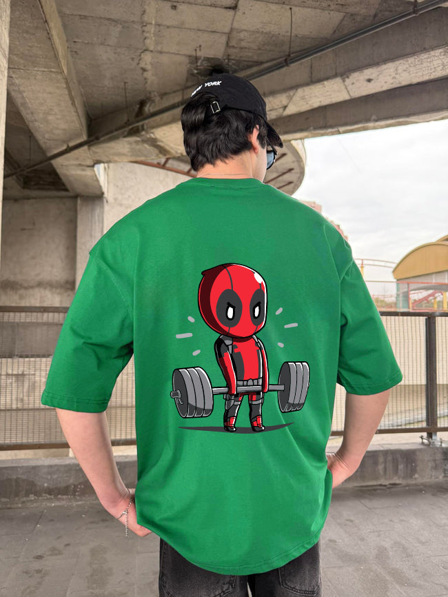Green "Deadpool" Printed Over size T-Shirt