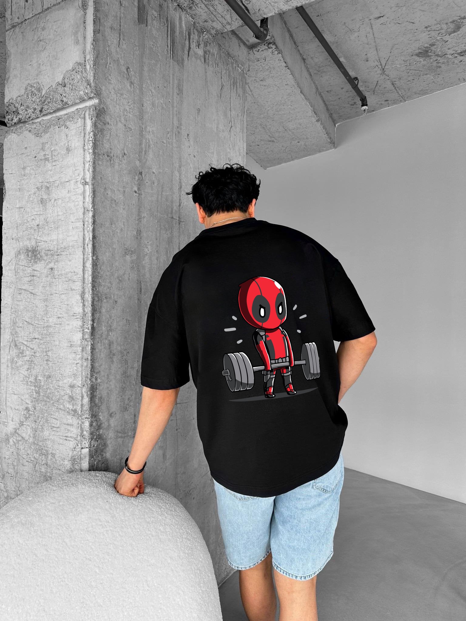 Black "Deadpool" Printed Over size T-Shirt