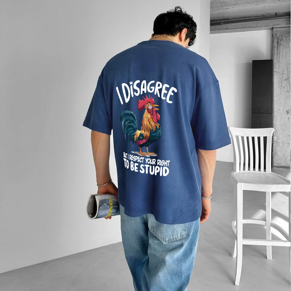 Petrol "Disagree" Printed Over size T-Shirt