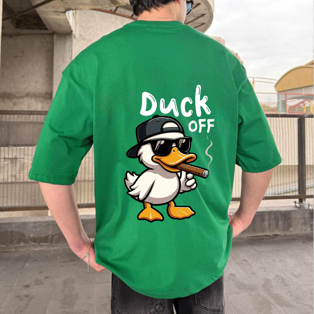 Green "Duck Off" Printed Over size T-Shirt