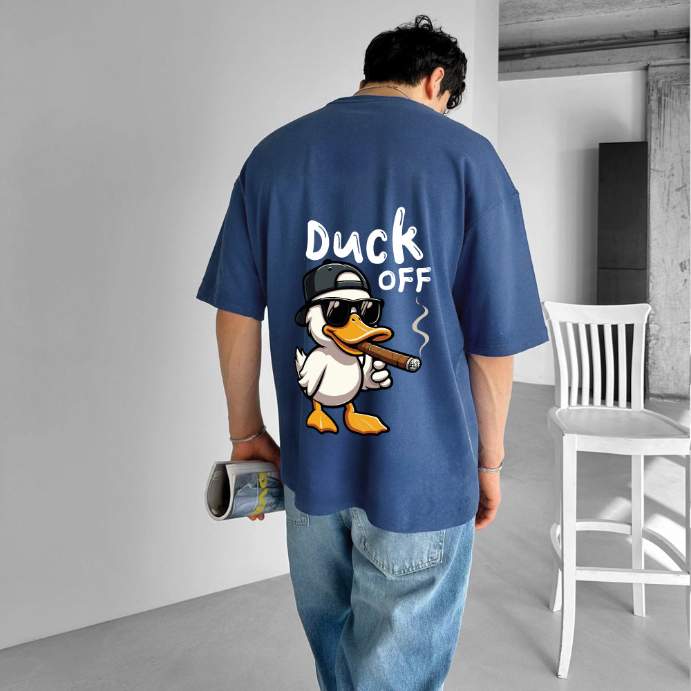Petrol "Duck Off" Printed Over size T-Shirt