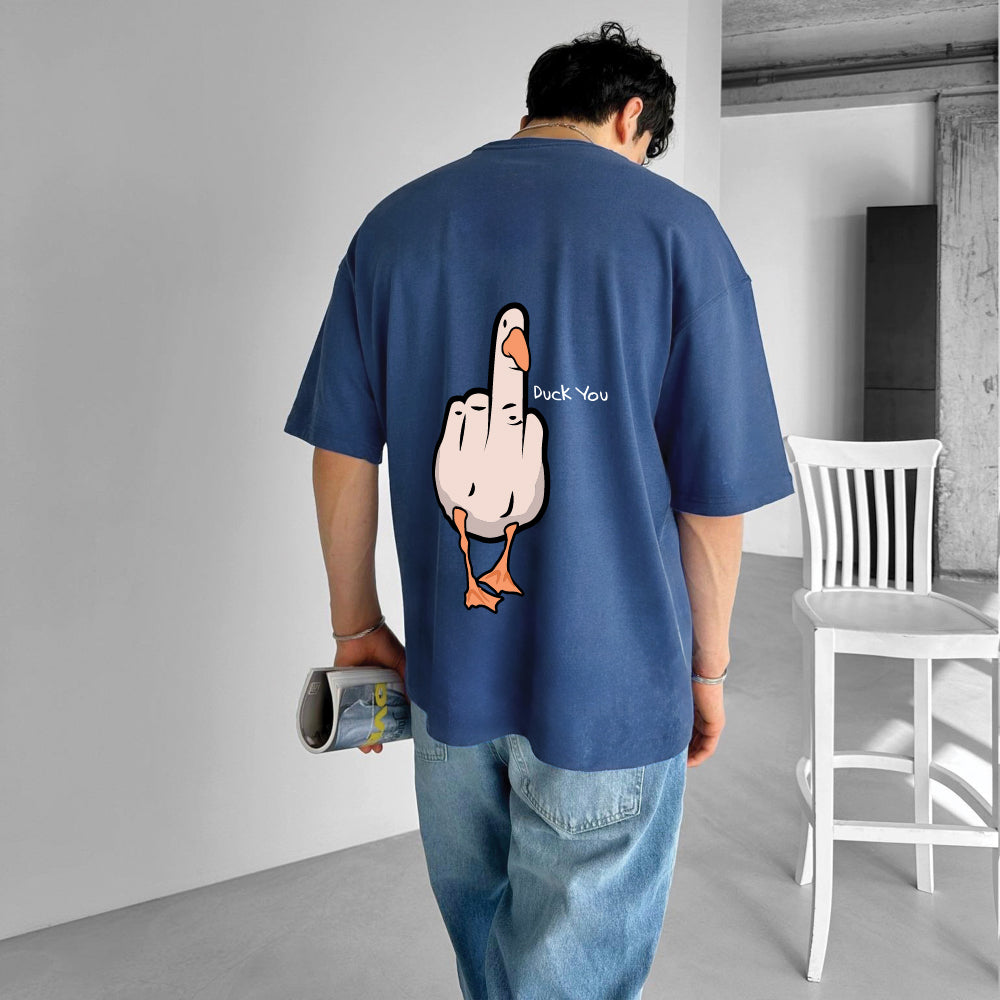 Petrol "Duck you" Printed Over size T-Shirt
