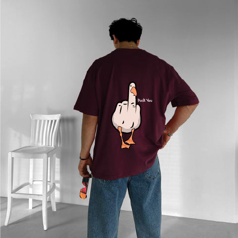 Purgendy "Duck you" Printed Over size T-Shirt