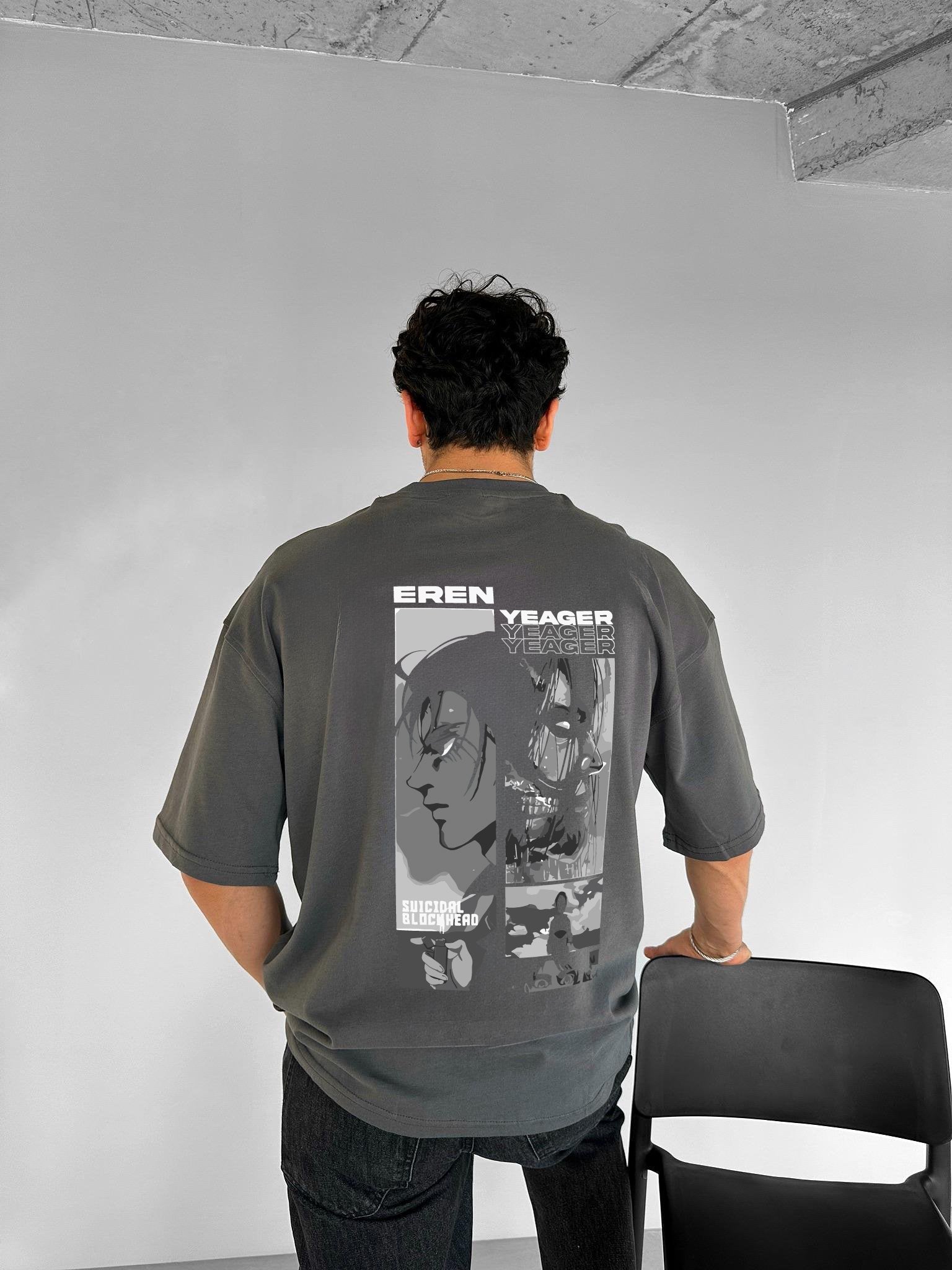 Smoke "Eren" Printed Over size T-Shirt