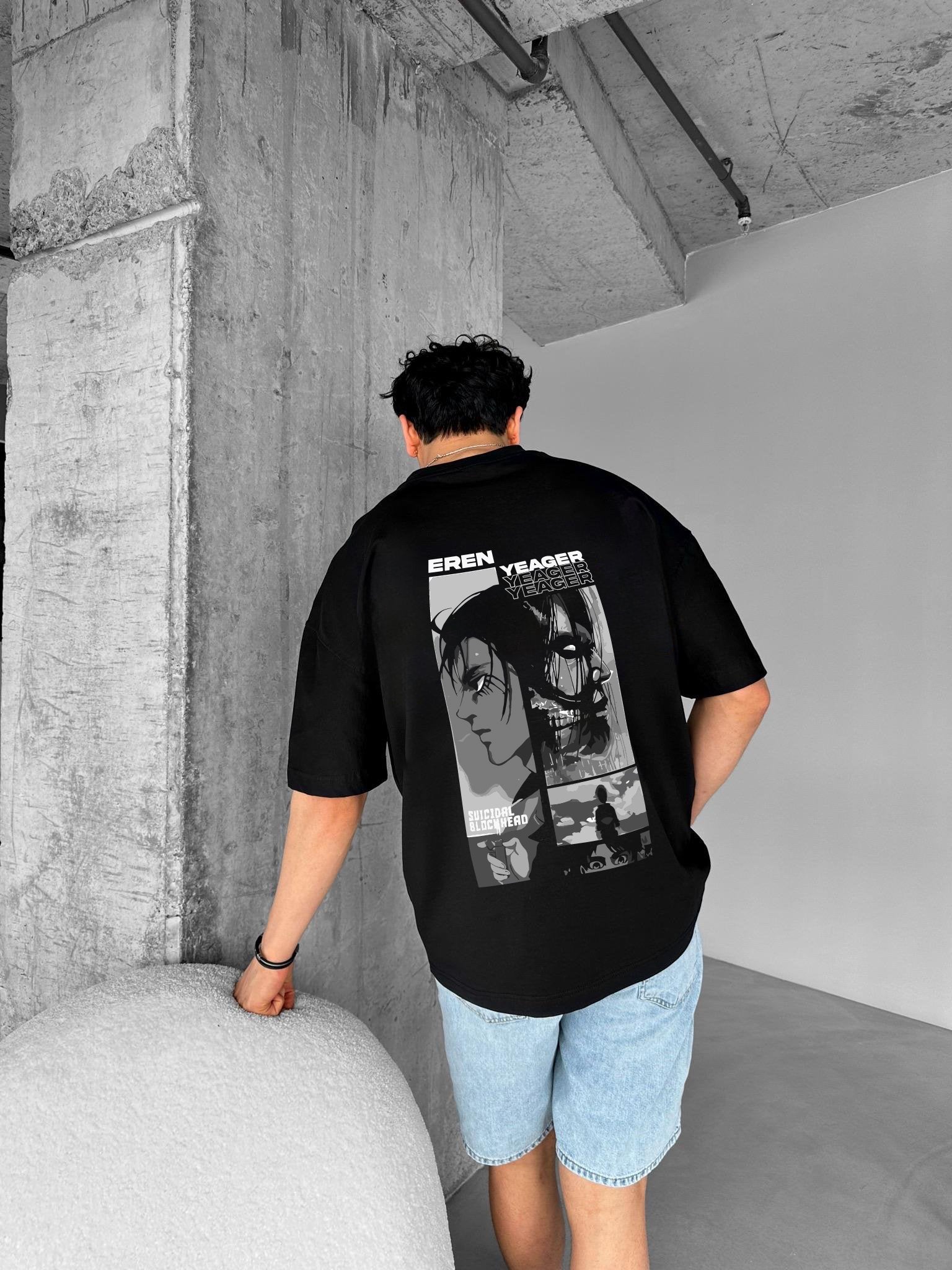 Black "Eren" Printed Over size T-Shirt