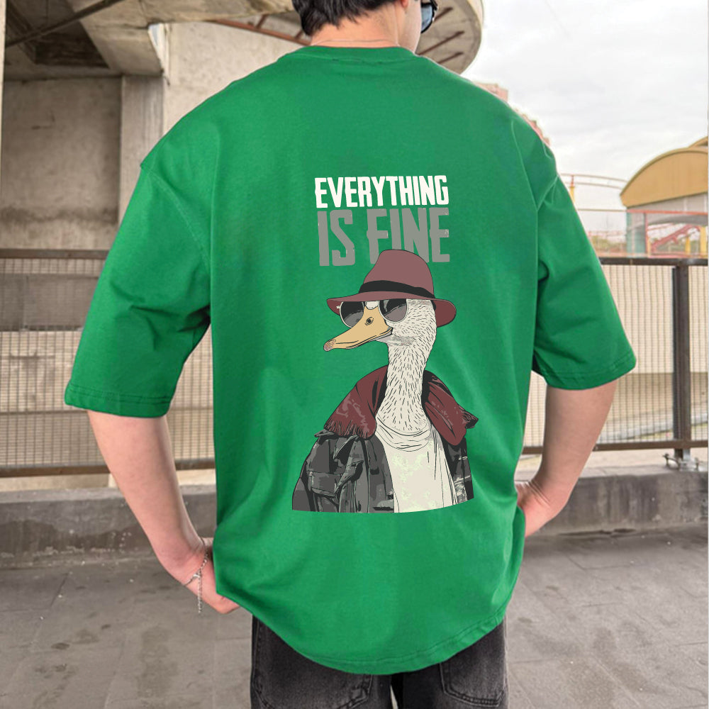 Green "Fine" Printed Over size T-Shirt