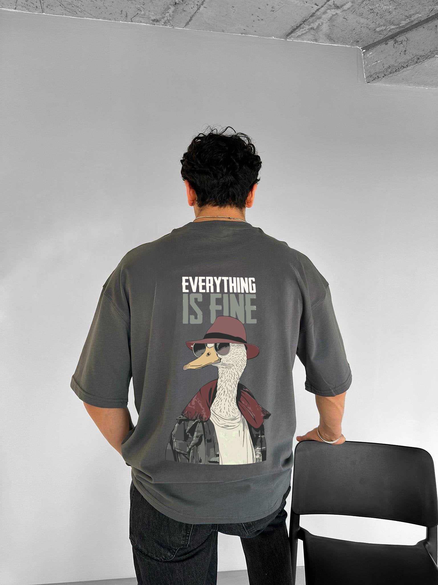 Smoke "Fine" Printed Over size T-Shirt