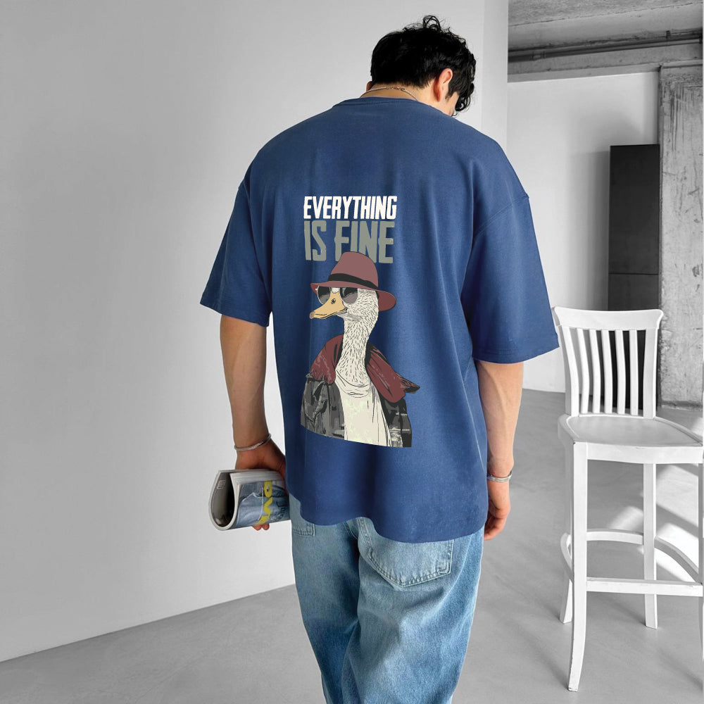 Petrol "Fine" Printed Over size T-Shirt