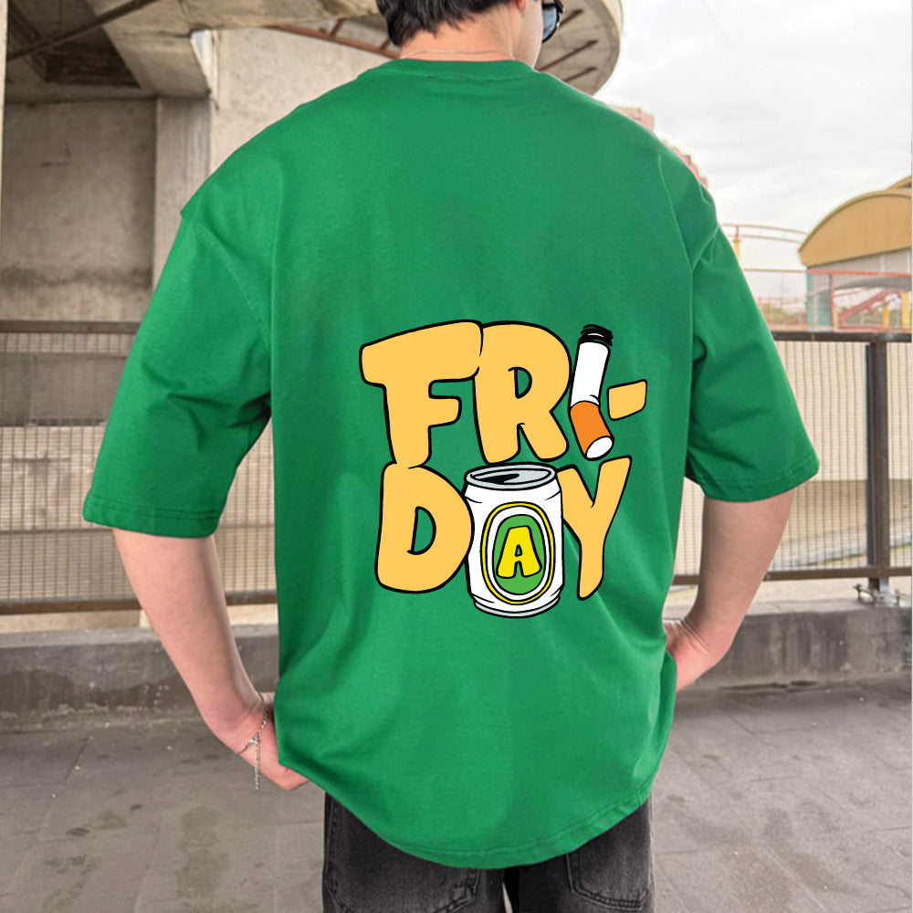 Green "Friday" Printed Over size T-Shirt