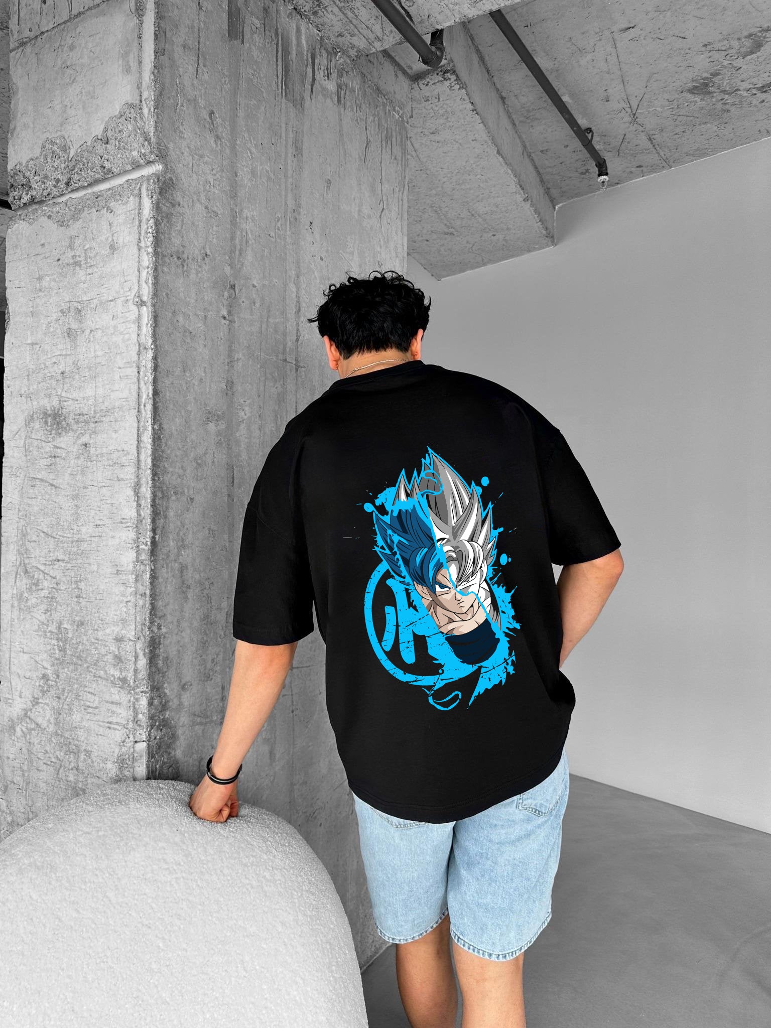 Black "Goku" Printed Over size T-Shirt