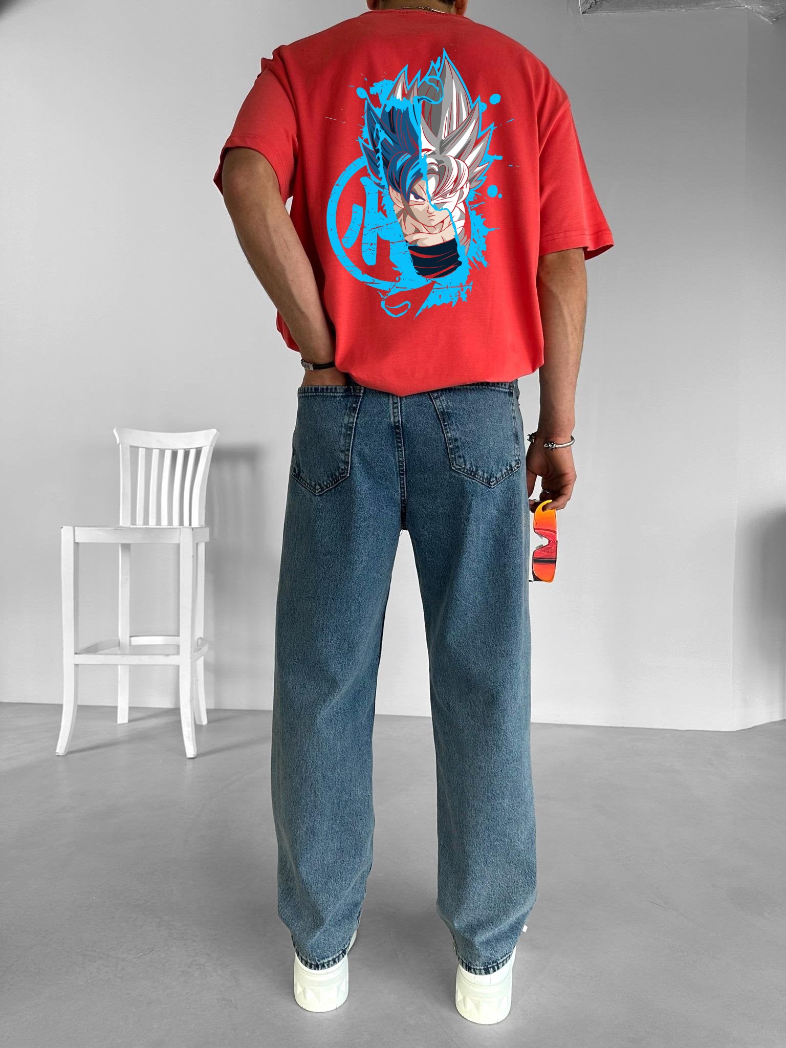 Red "Goku" Printed Over size T-Shirt