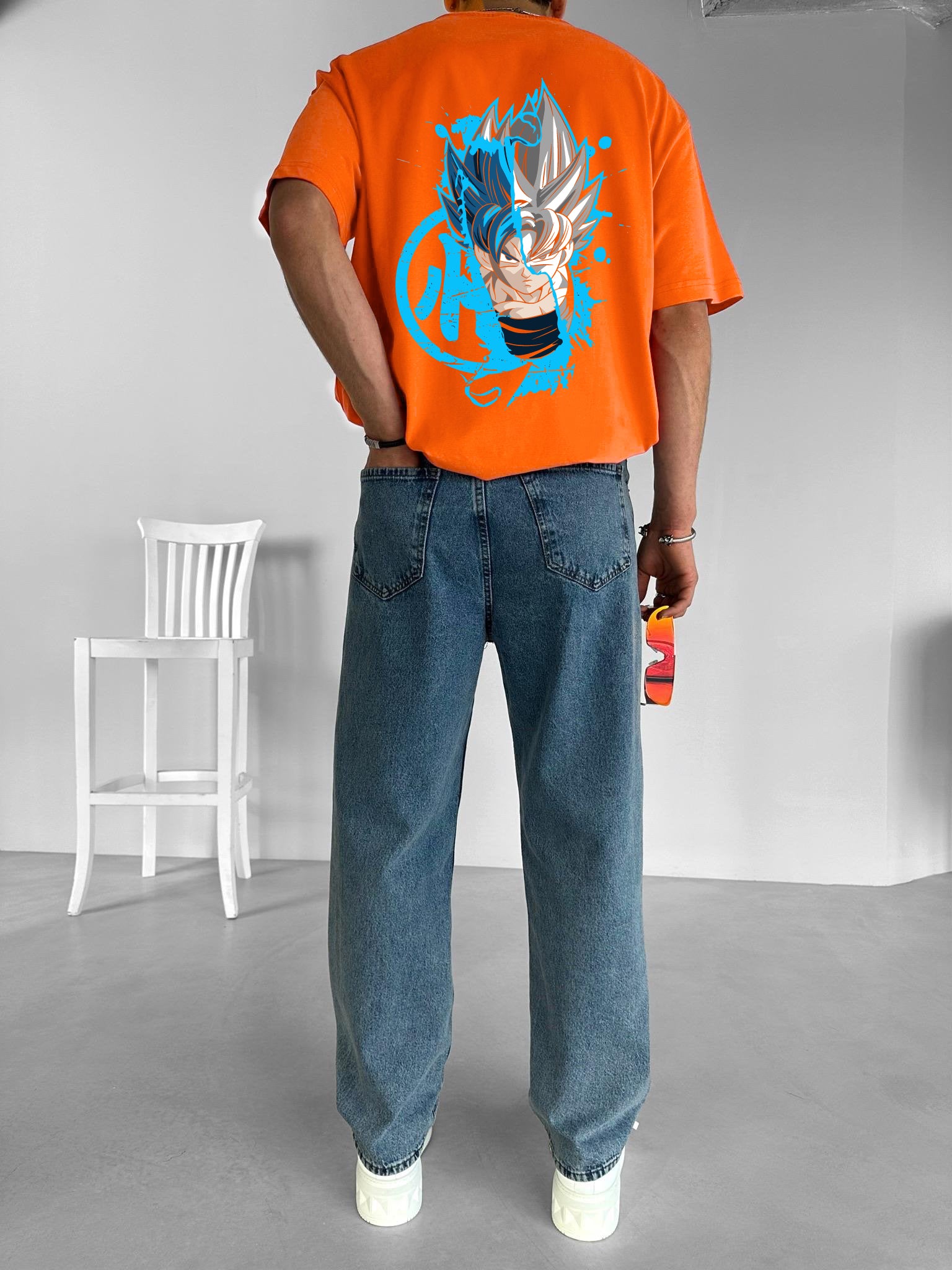 Orange "Goku" Printed Over size T-Shirt