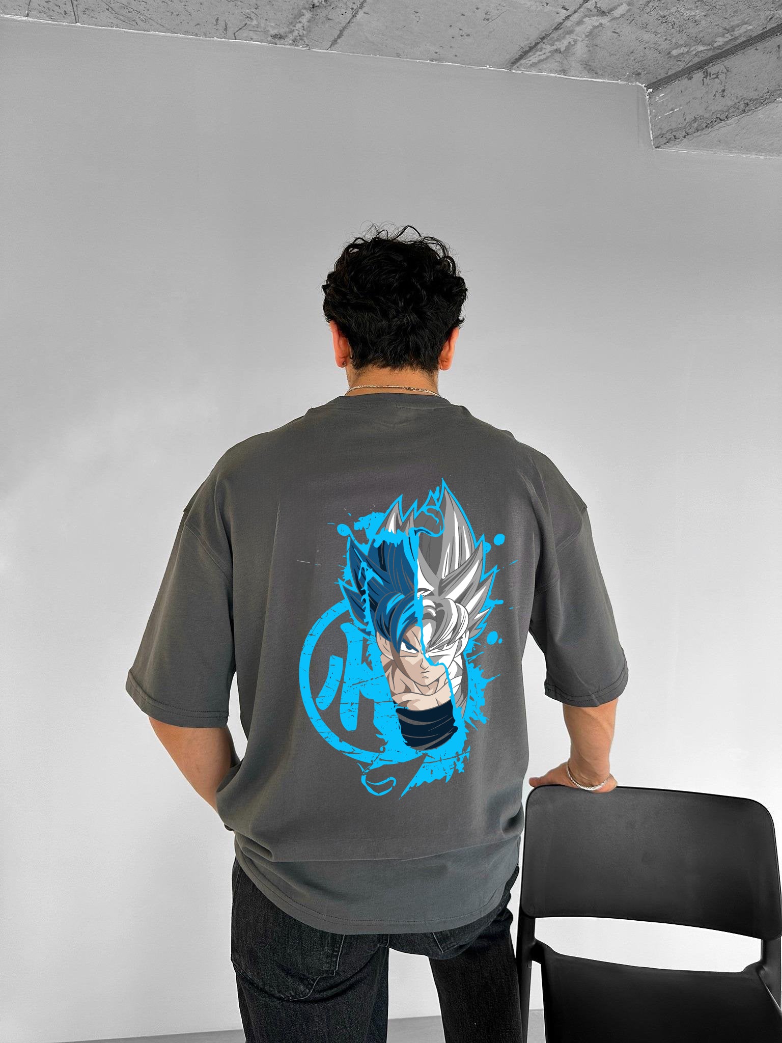 Smoke "Goku" Printed Over size T-Shirt