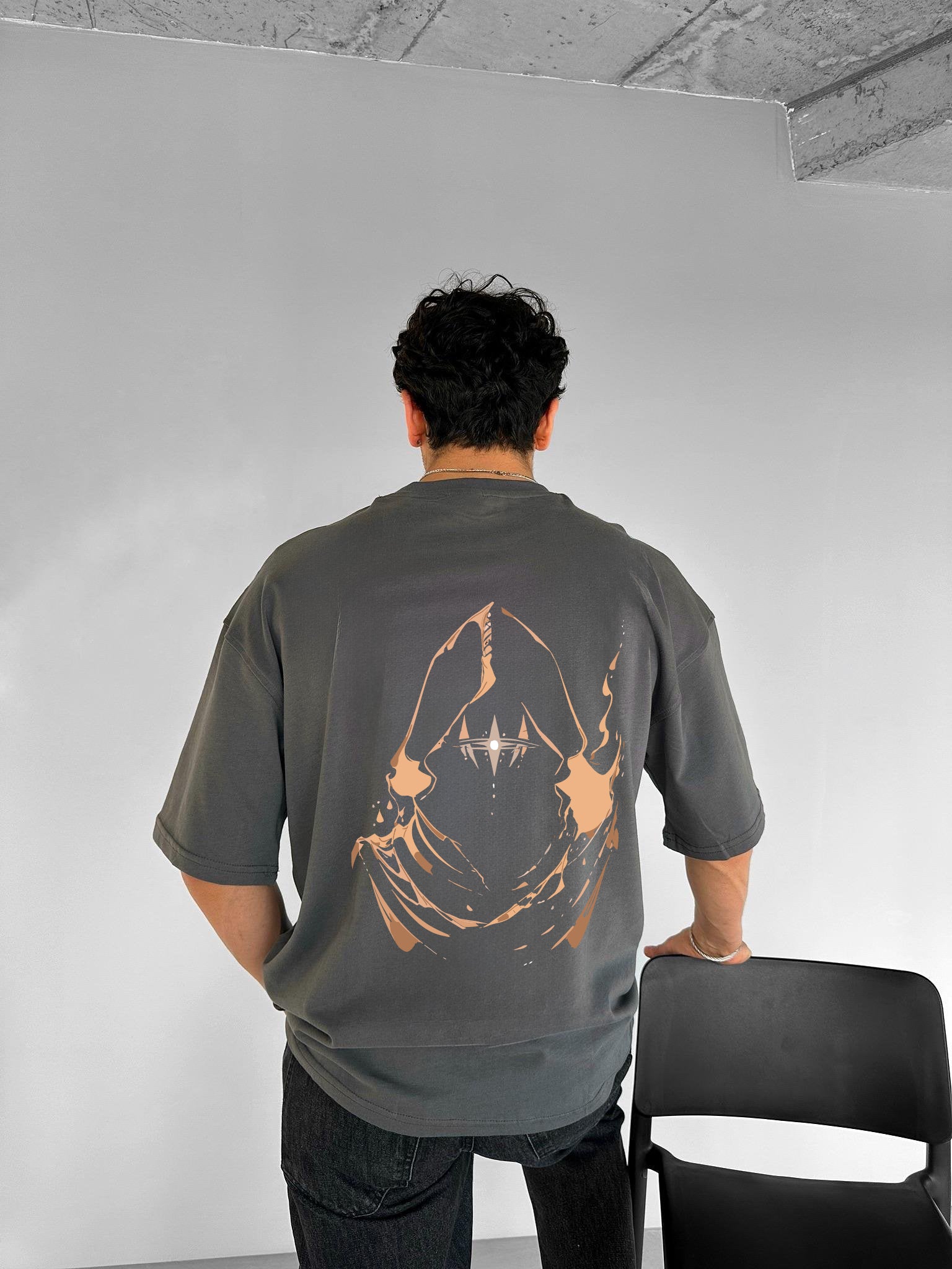 Smoke "Golden Omen" Printed Over size T-Shirt