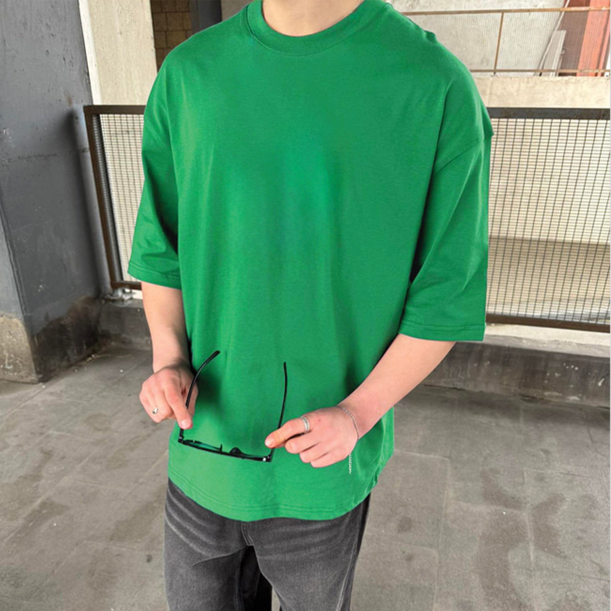 Green Basic Over size T-Shirt