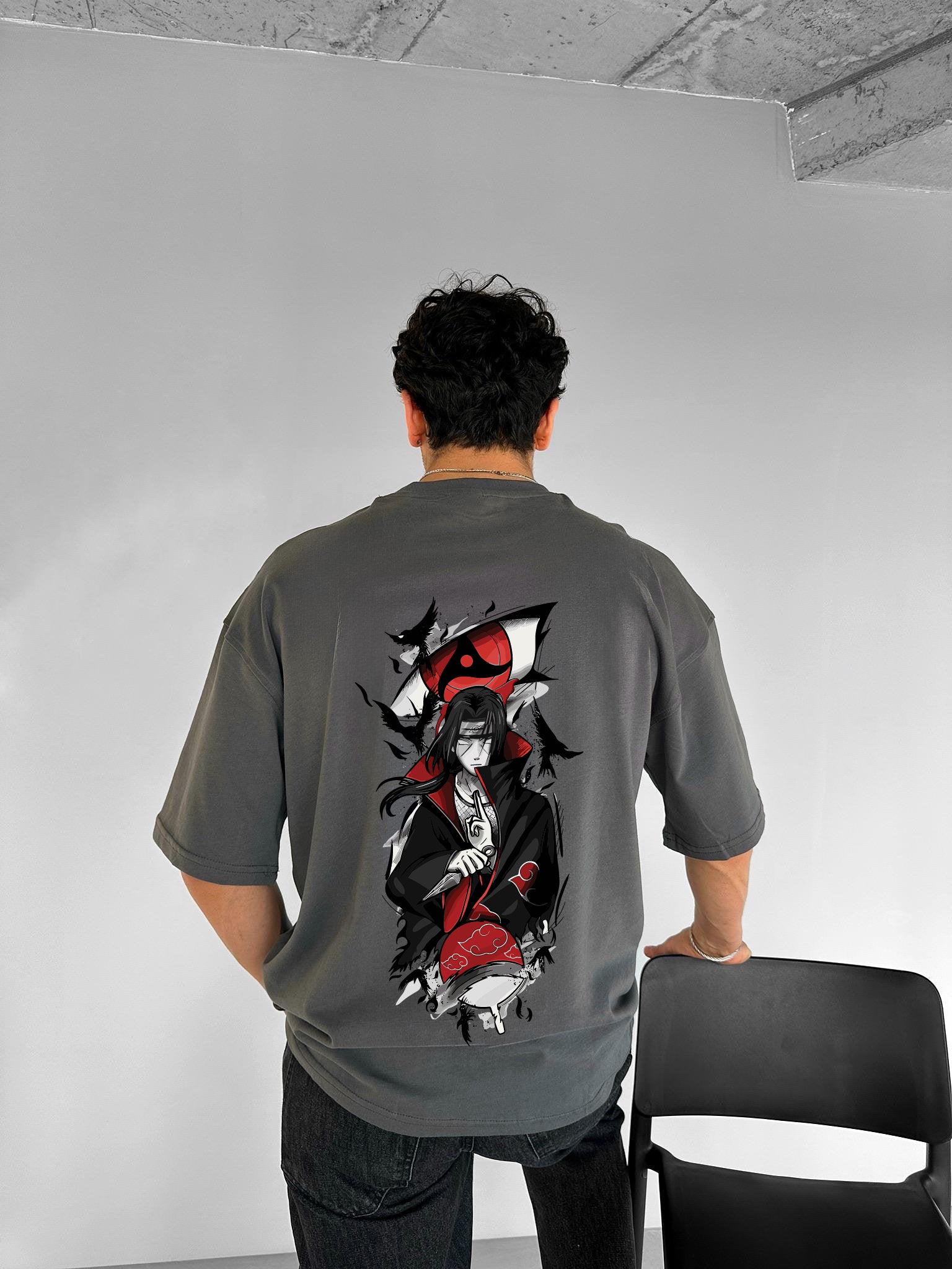 Smoke "Itachi" Printed Over size T-Shirt
