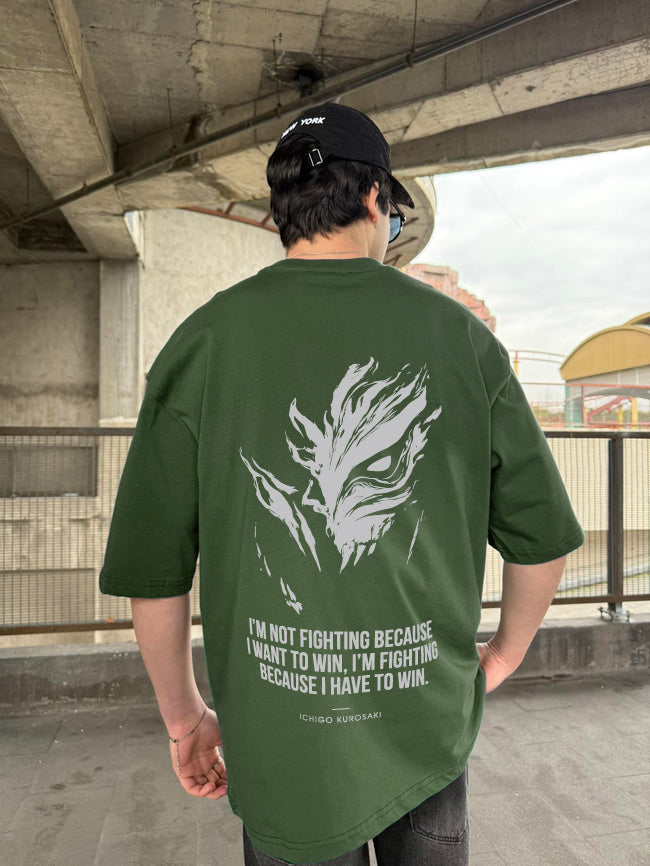Army Green "Bleach" Printed Over size T-Shirt