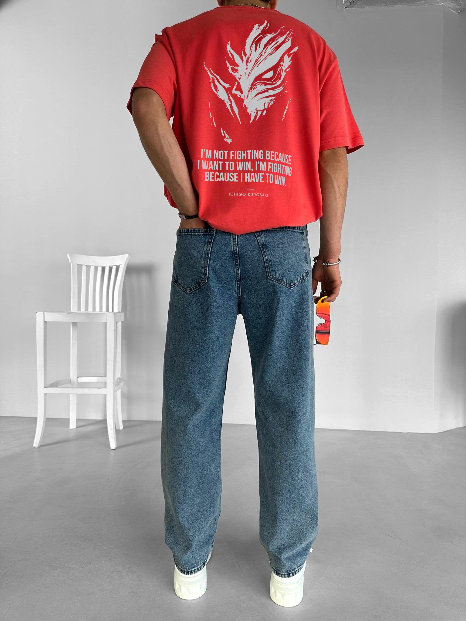 Red "Bleach" Printed Over size T-Shirt