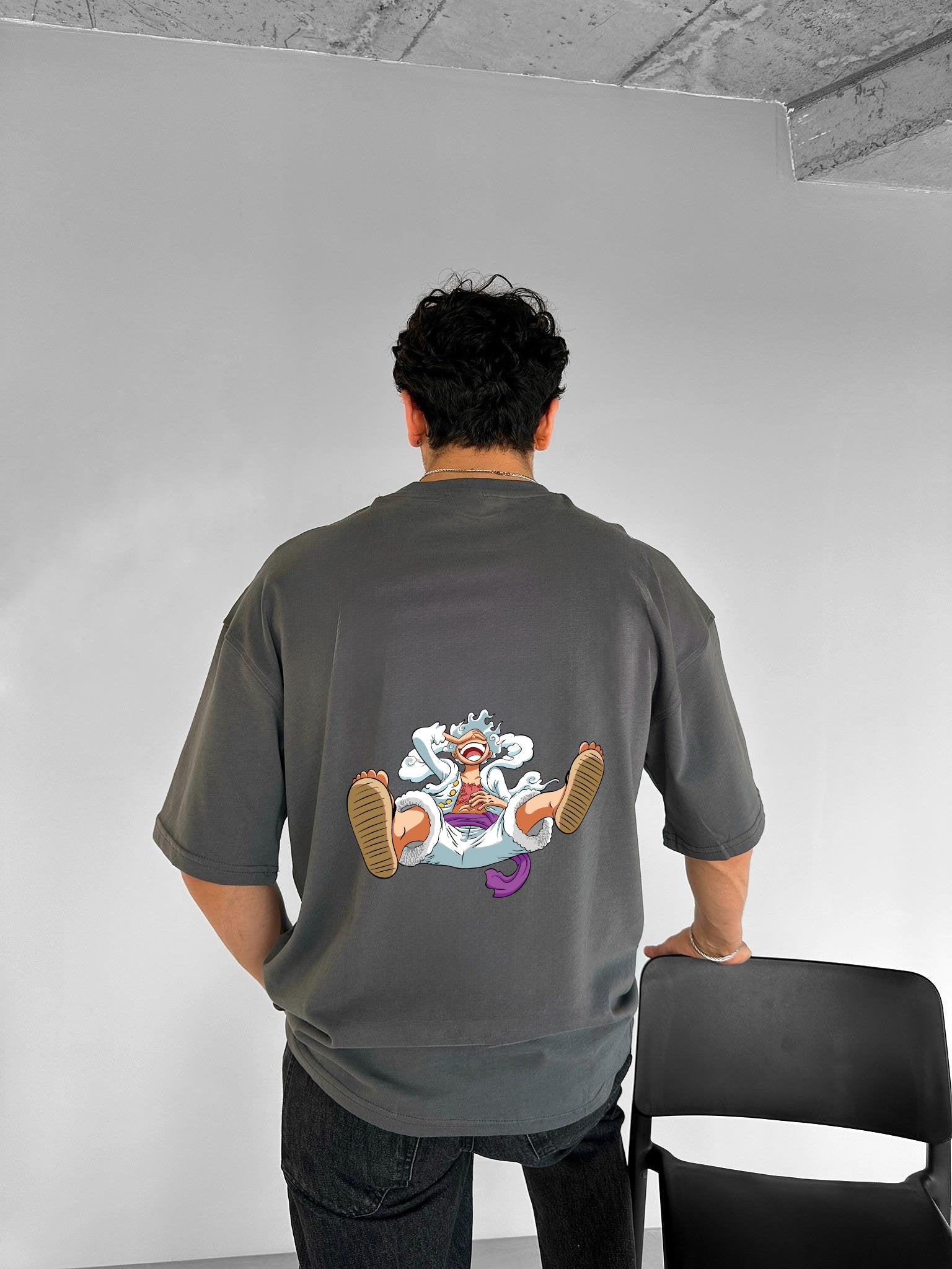 Smoke "Joy Boy" Printed Over size T-Shirt