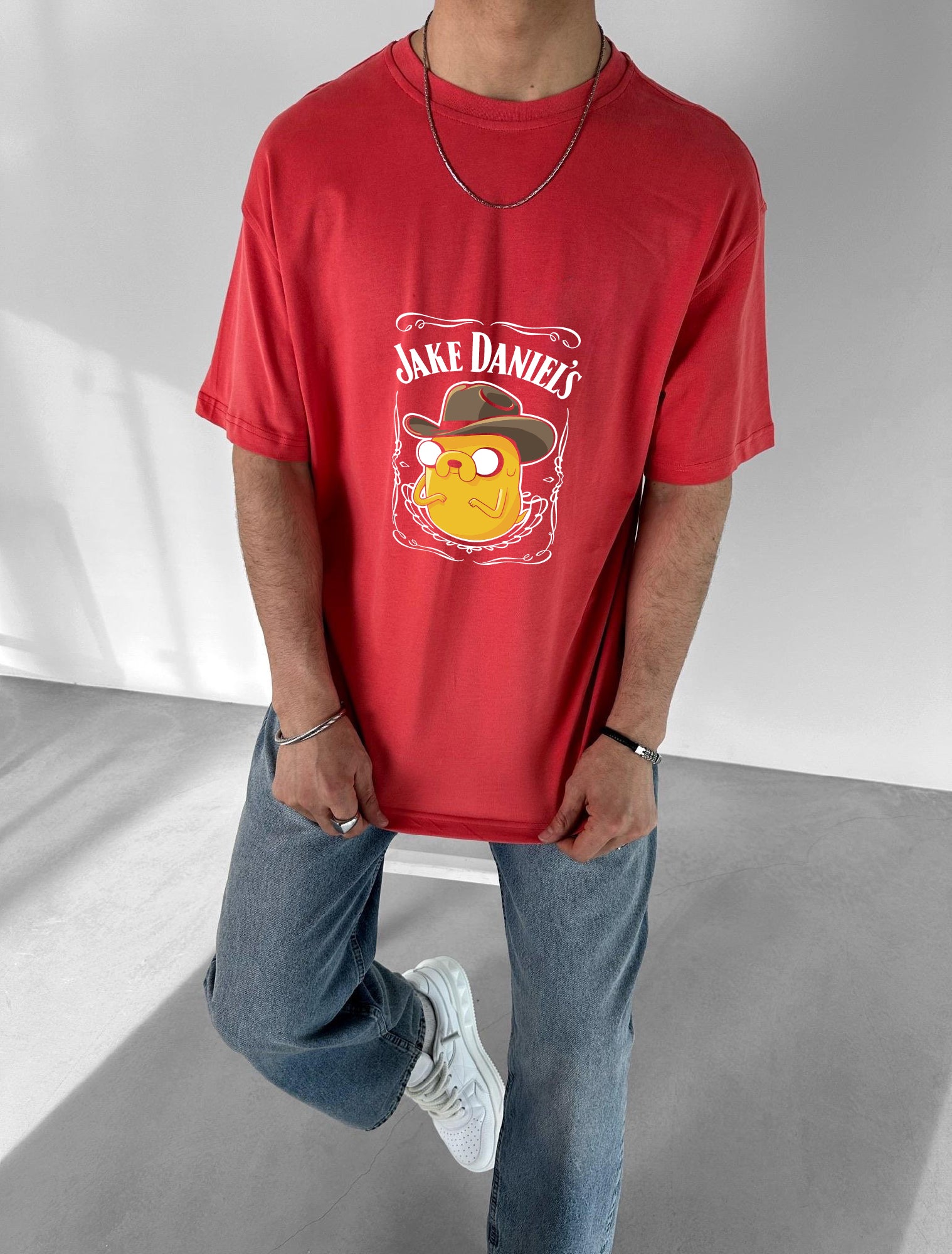 Red "Jake Front" Printed Over size T-Shirt