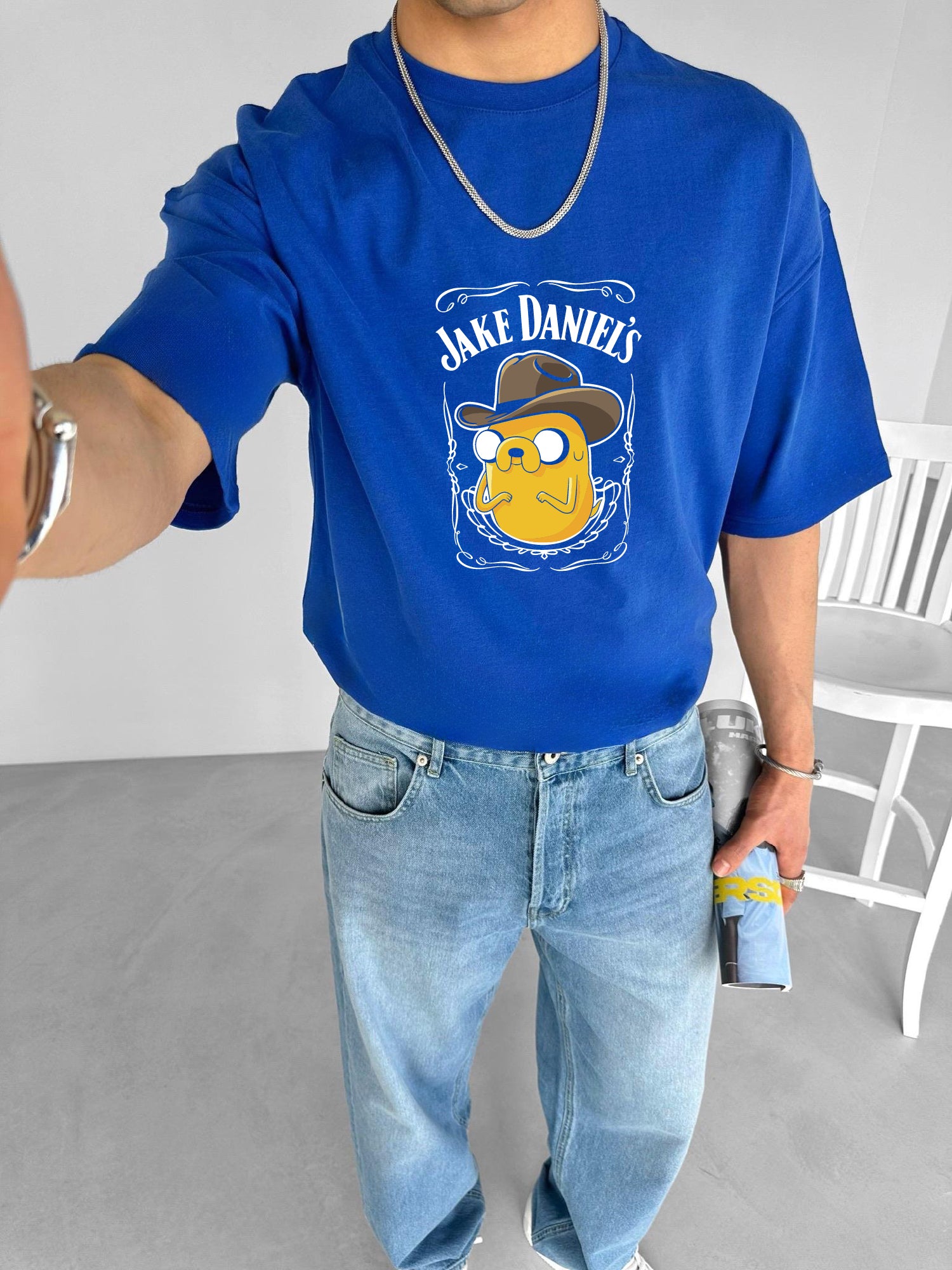 Blue "Jake" Printed Over size T-Shirt