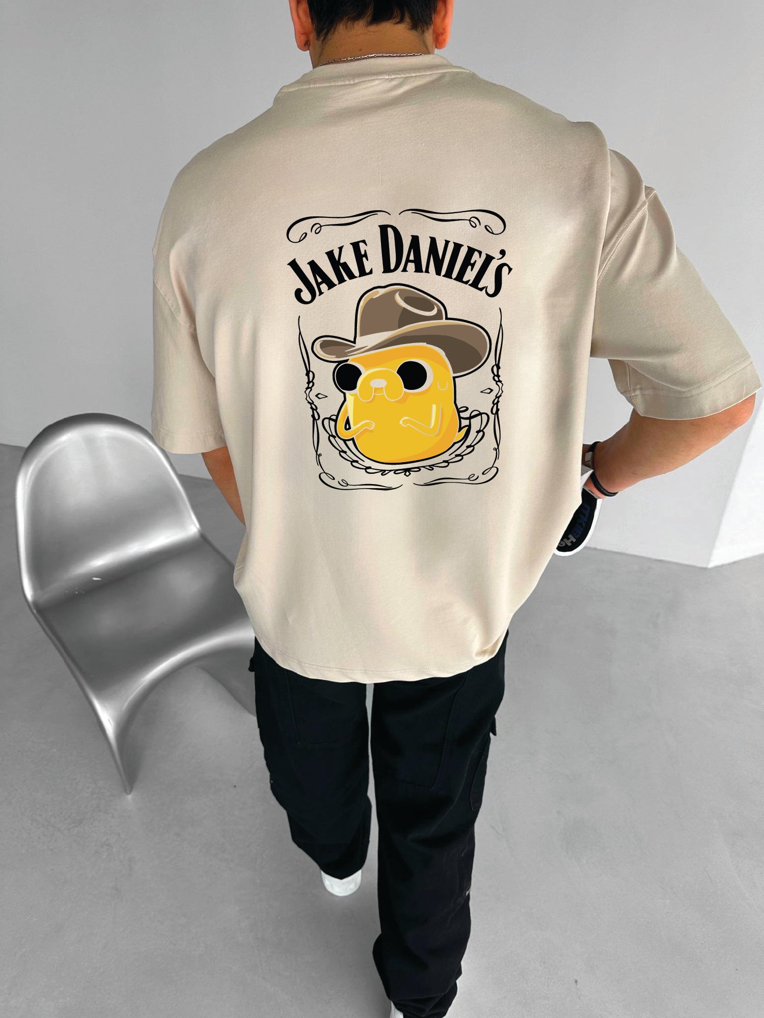 Beige "Jake" Printed Over size T-Shirt