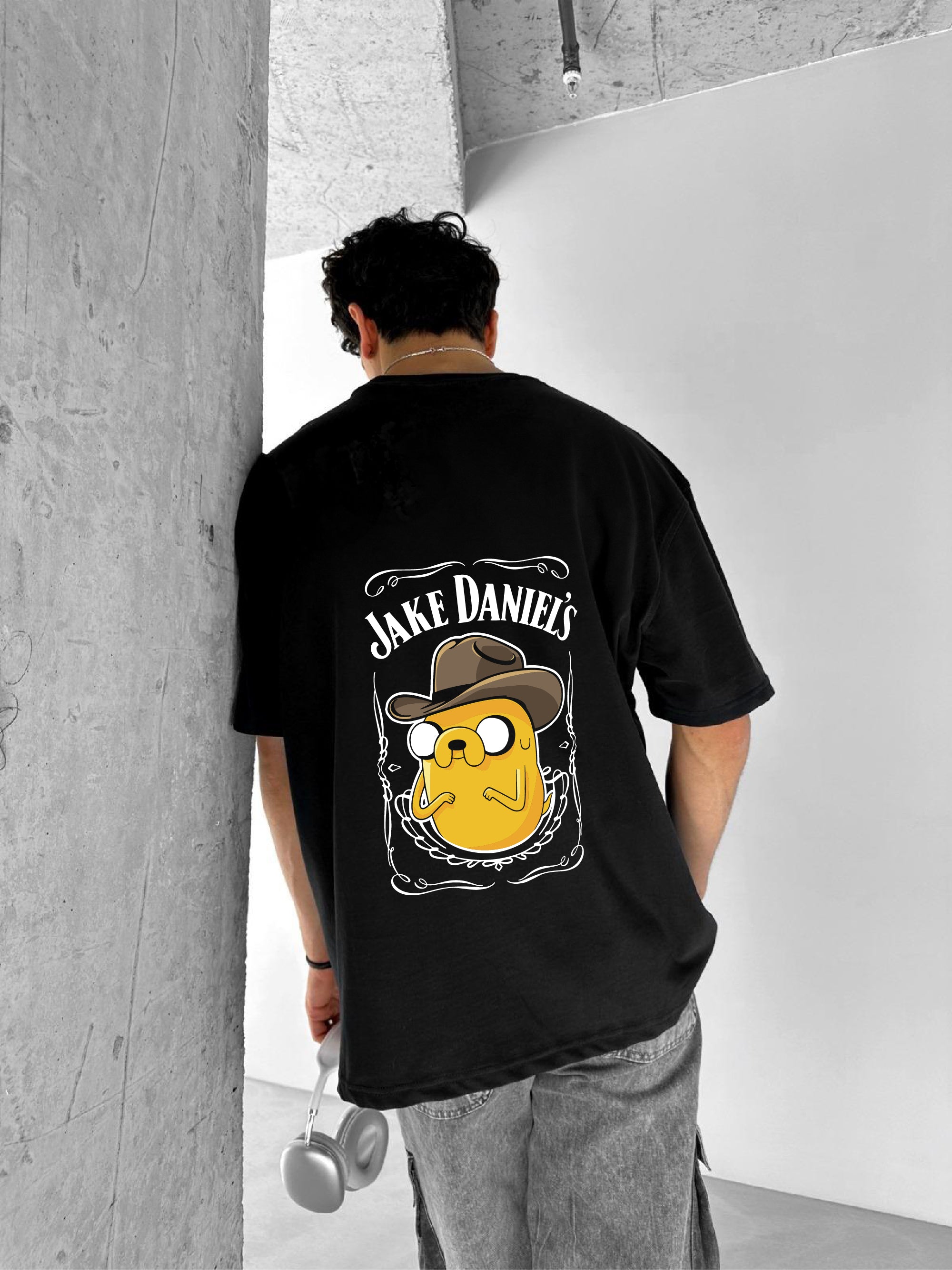Black "Jake" Printed Over size T-Shirt