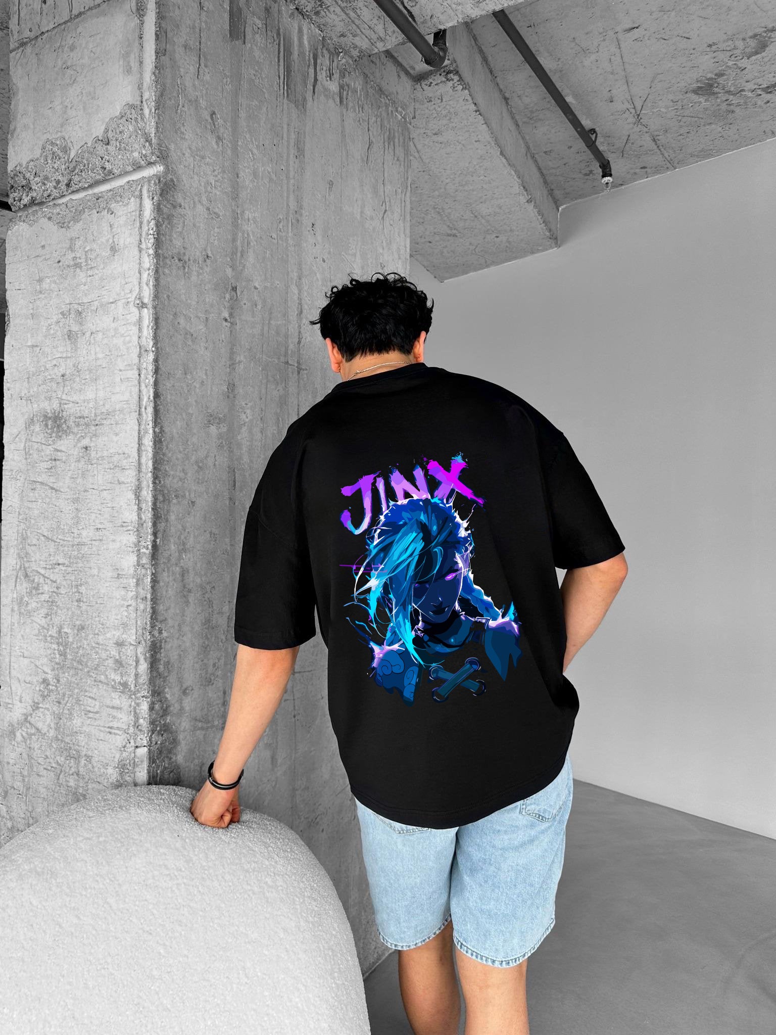 Black "Jinx" Printed Over size T-Shirt