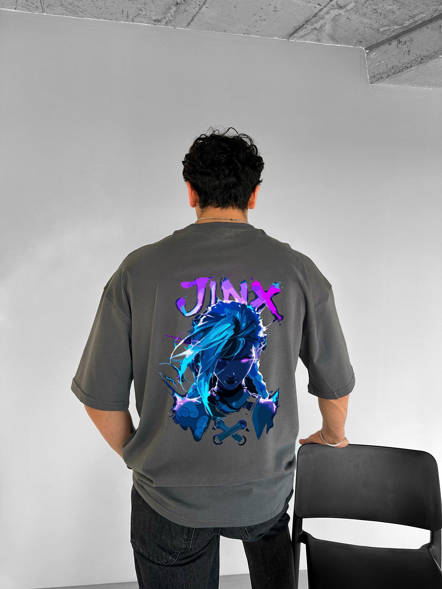 Smoke "Jinx" Printed Over size T-Shirt