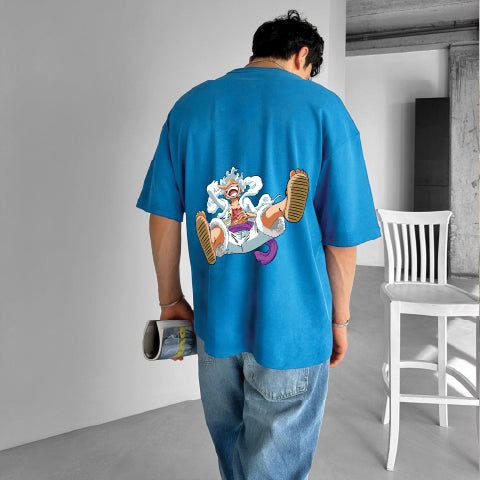 Light Blue "Joy Boy" Printed Over size T-Shirt