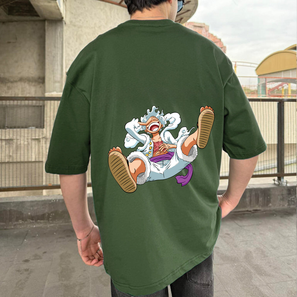 Army Green "Joy Boy" Printed Over size T-Shirt