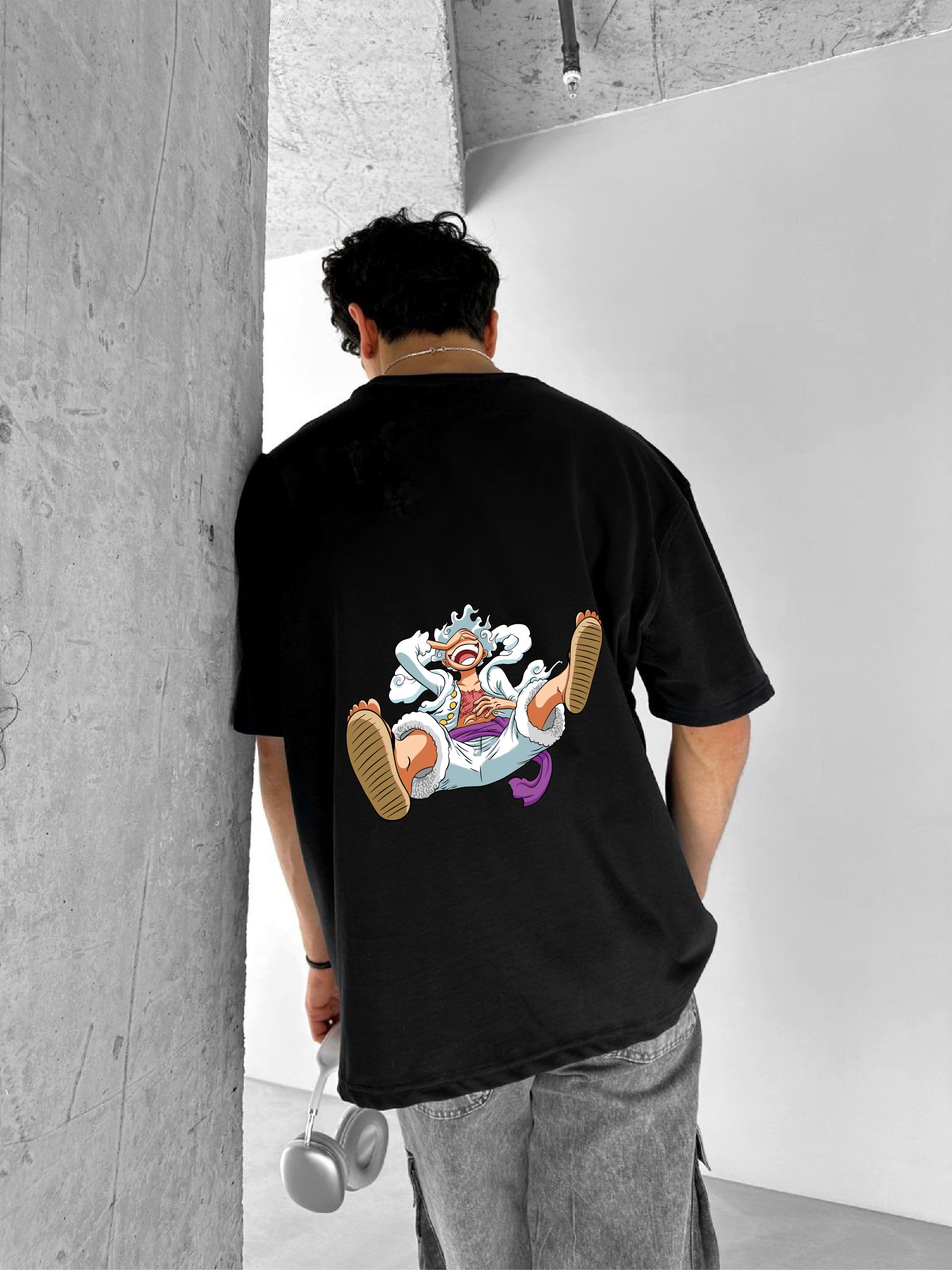Black "Joy boy" Printed Over size T-Shirt