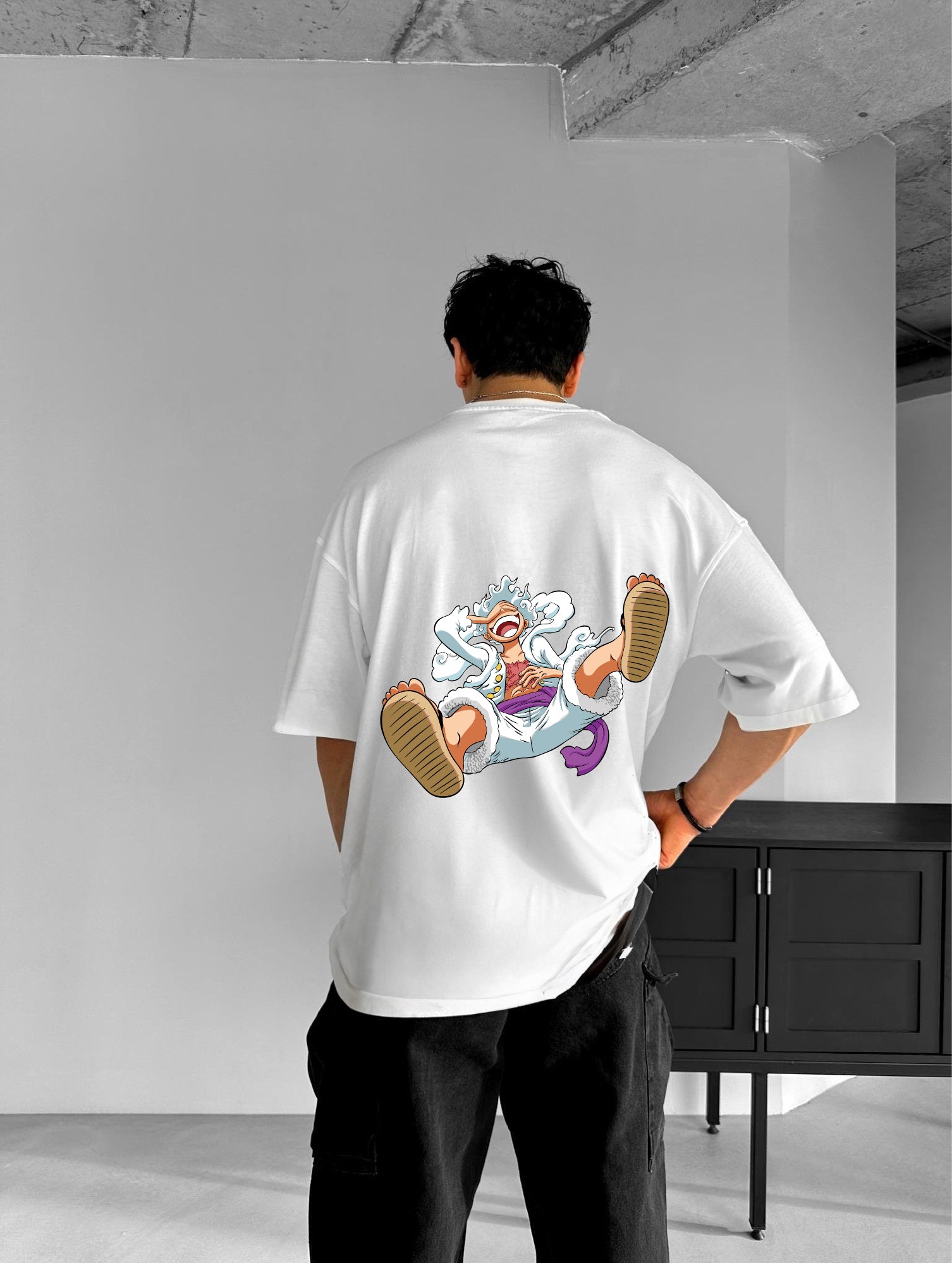 White "Joy Boy" Printed Over size T-Shirt