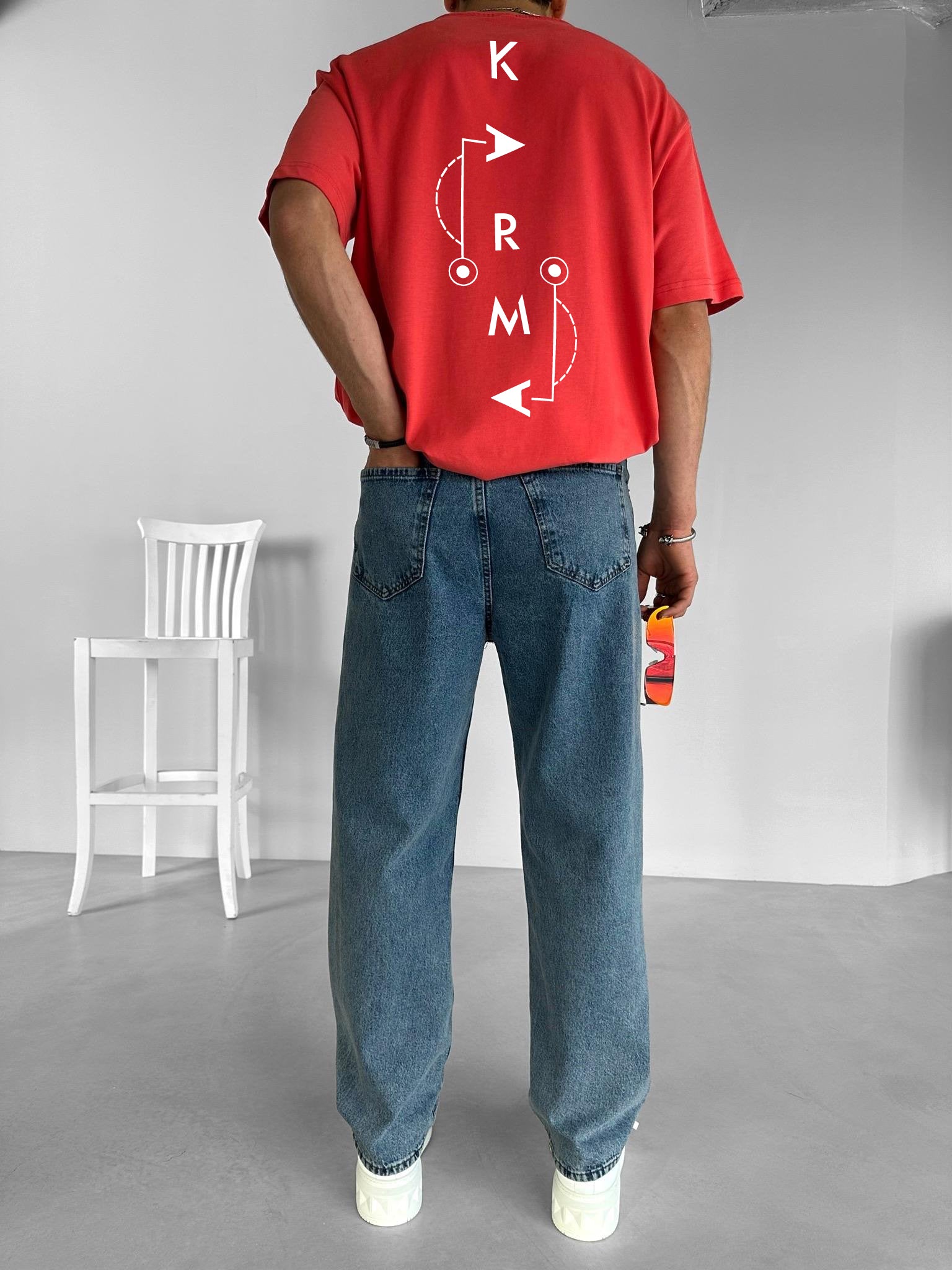 Red "Karma" Printed Over size T-Shirt