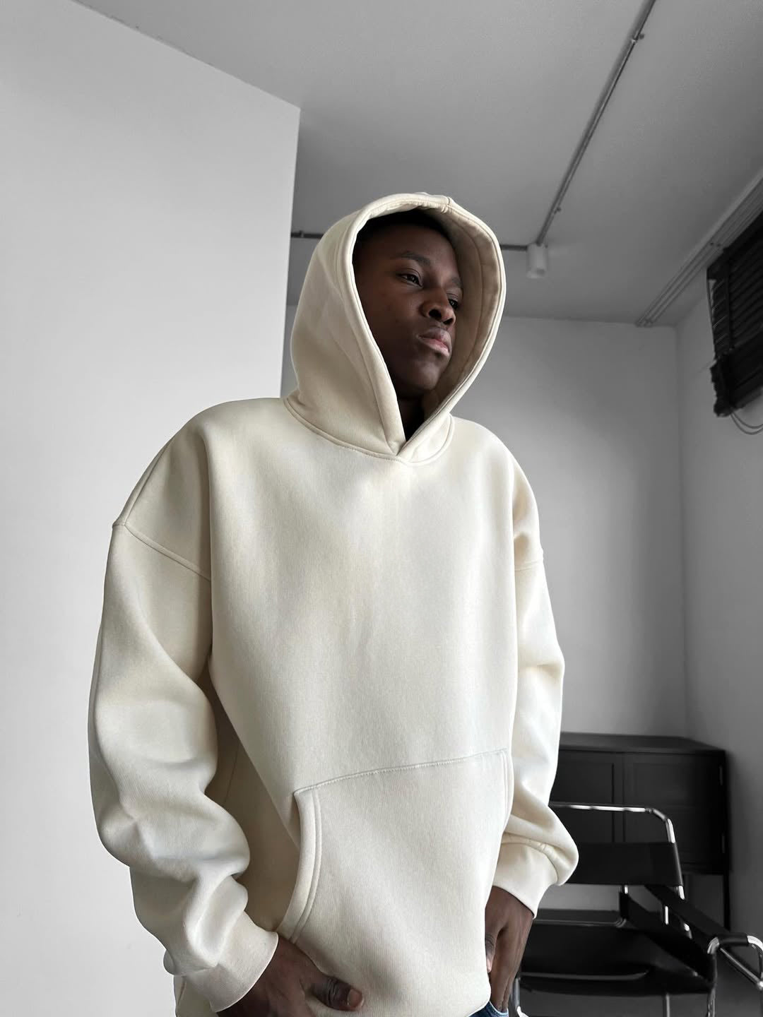 Beige Basic Oversized Hoodie