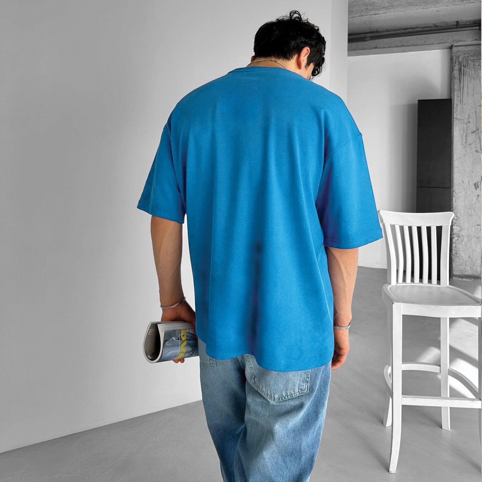 Light Blue Basic Over size T-Shirt