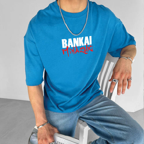 Light Blue "Bleach" Printed Over size T-Shirt
