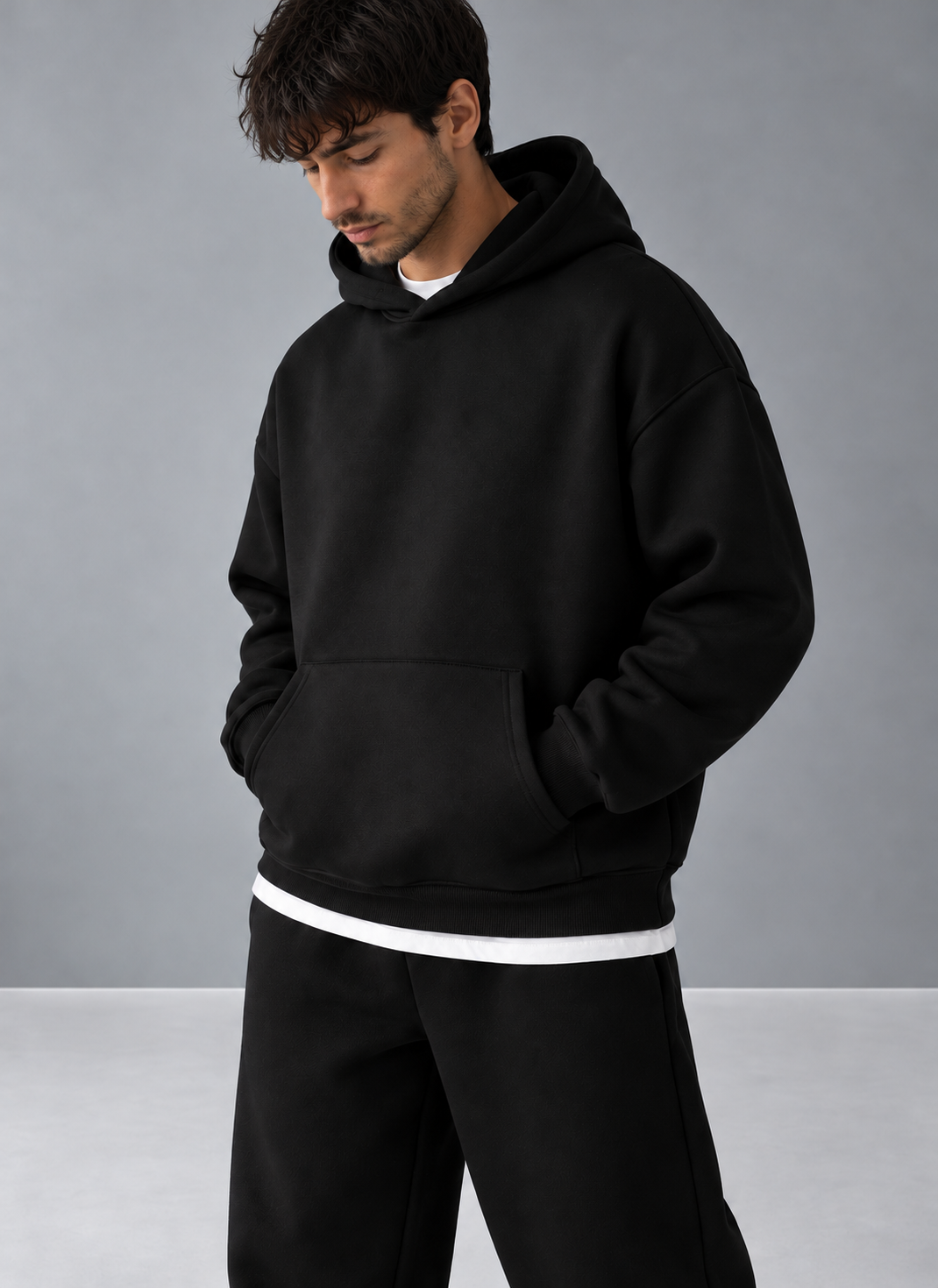 Black Basic Oversize Hoodie